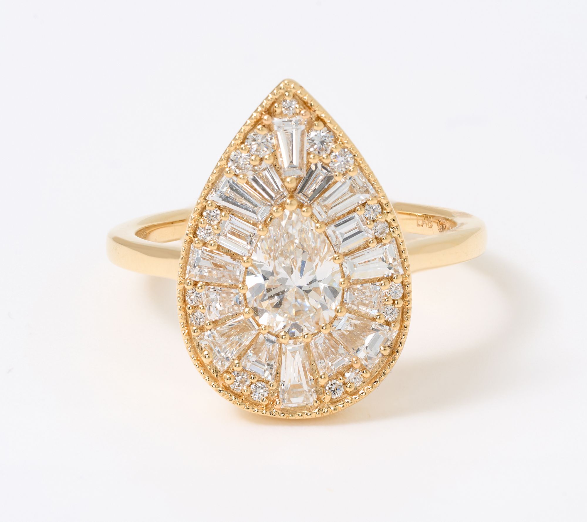 Smiling Rocks Lab Grown Diamonds 1.62 cttw Pear Cut Ring, 14k