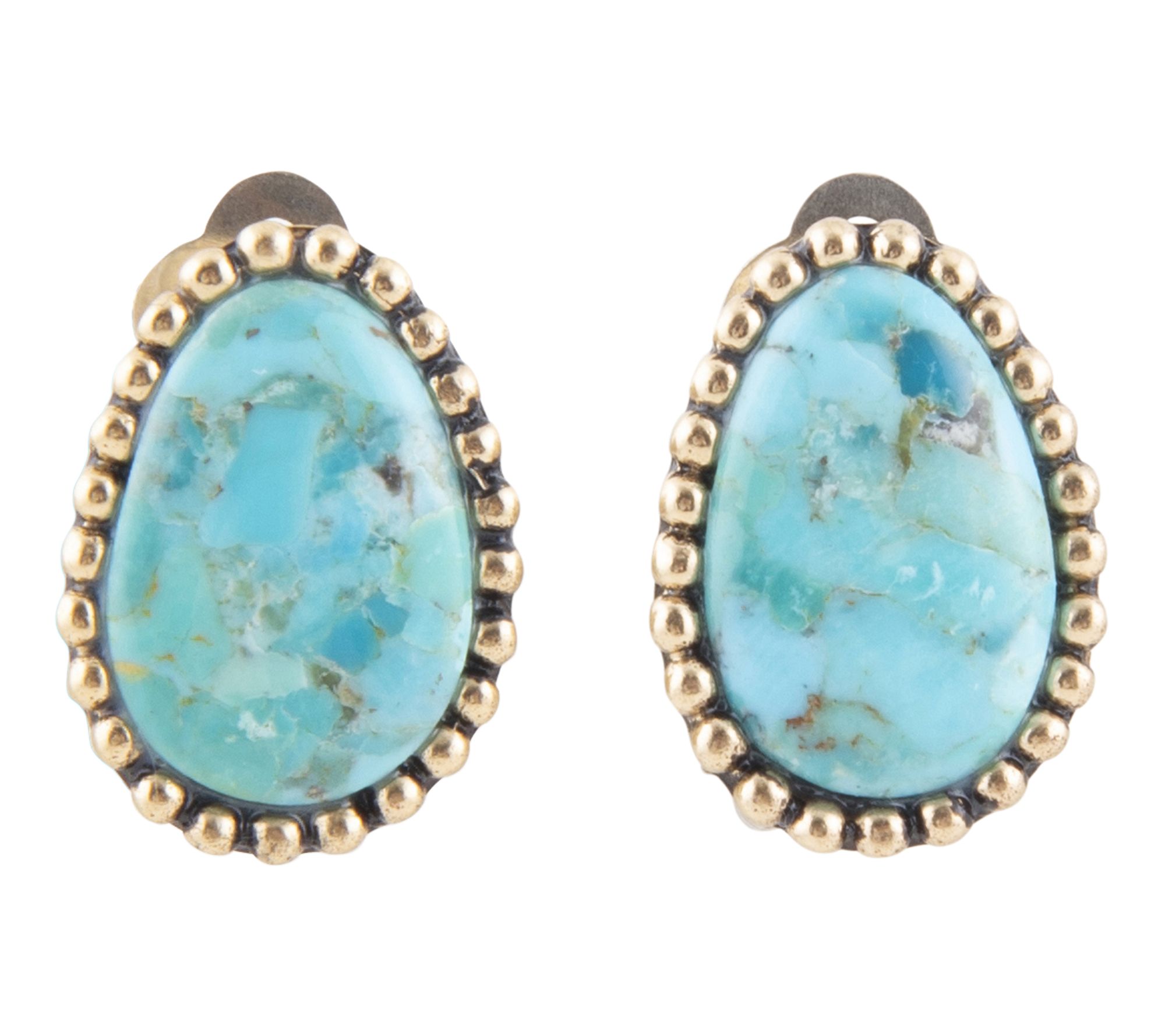 Barse Artisan Crafted Clip On Blue Turquoise Earrings