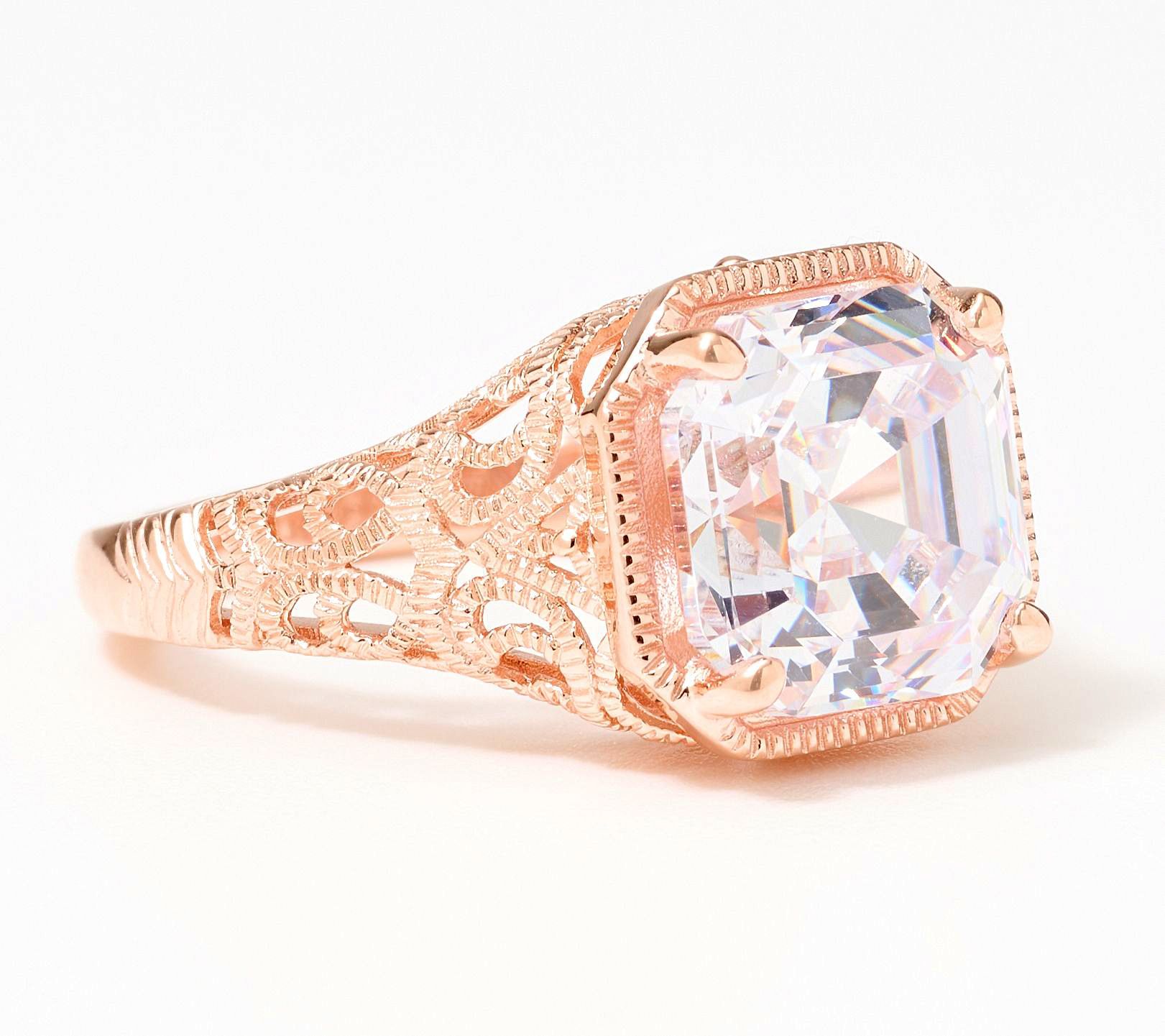  Diamonique x Lulu Frost Asscher Cut Antique Ring, Sterling Silver