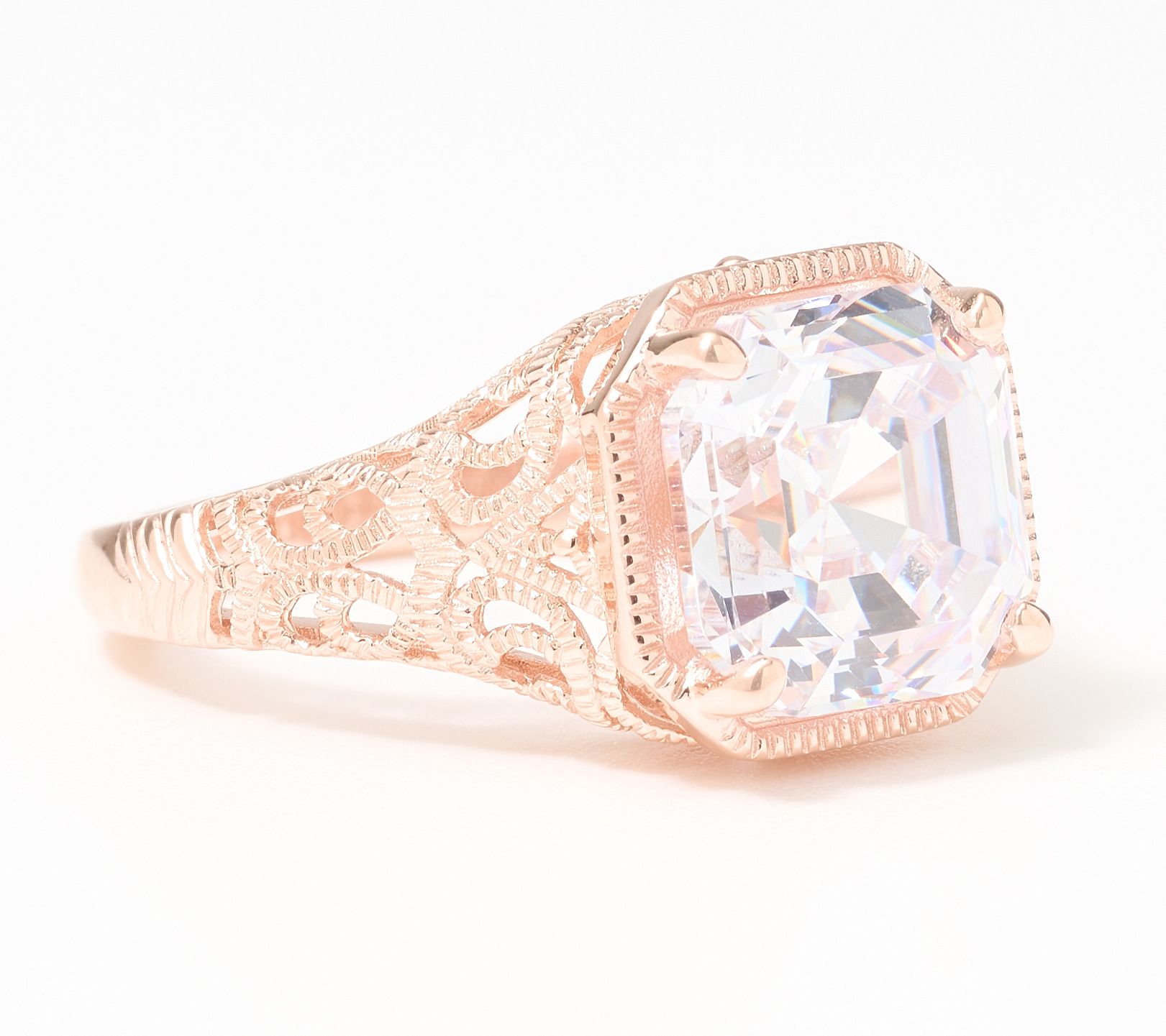 Diamonique x Lulu Frost Asscher Cut Antique Ring, Sterling Silver
