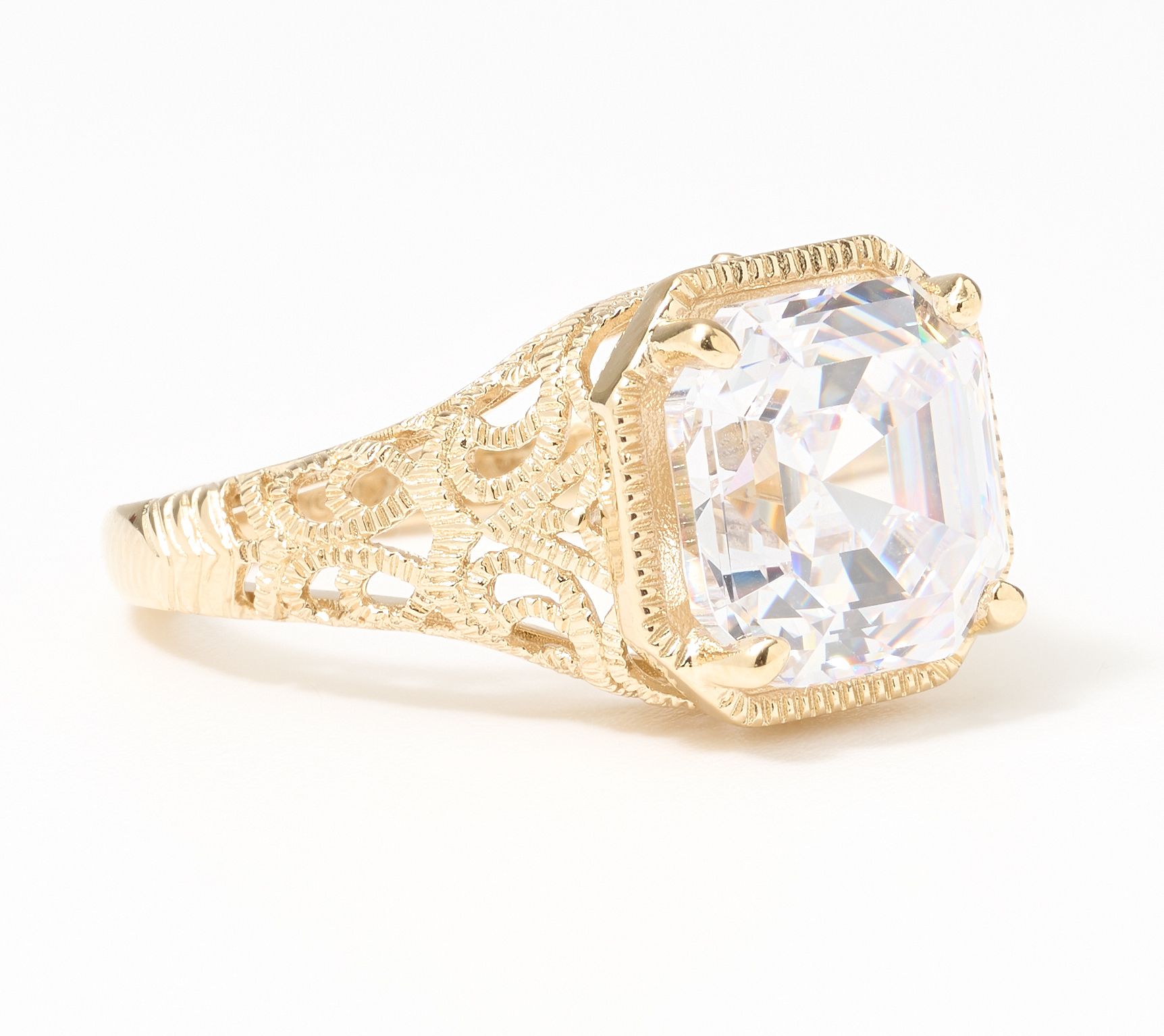Diamonique x Lulu Frost Asscher Cut Antique Ring, Sterling Silver
