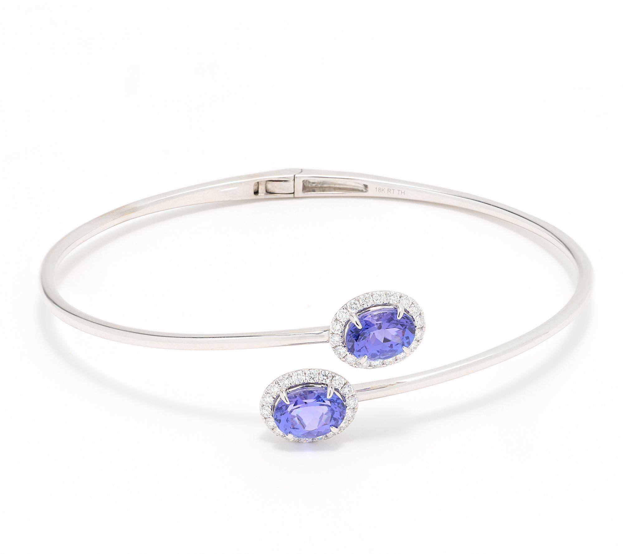 Pure Tanzanite By Jeff Moseley By Pass Bangle, 18k Gold