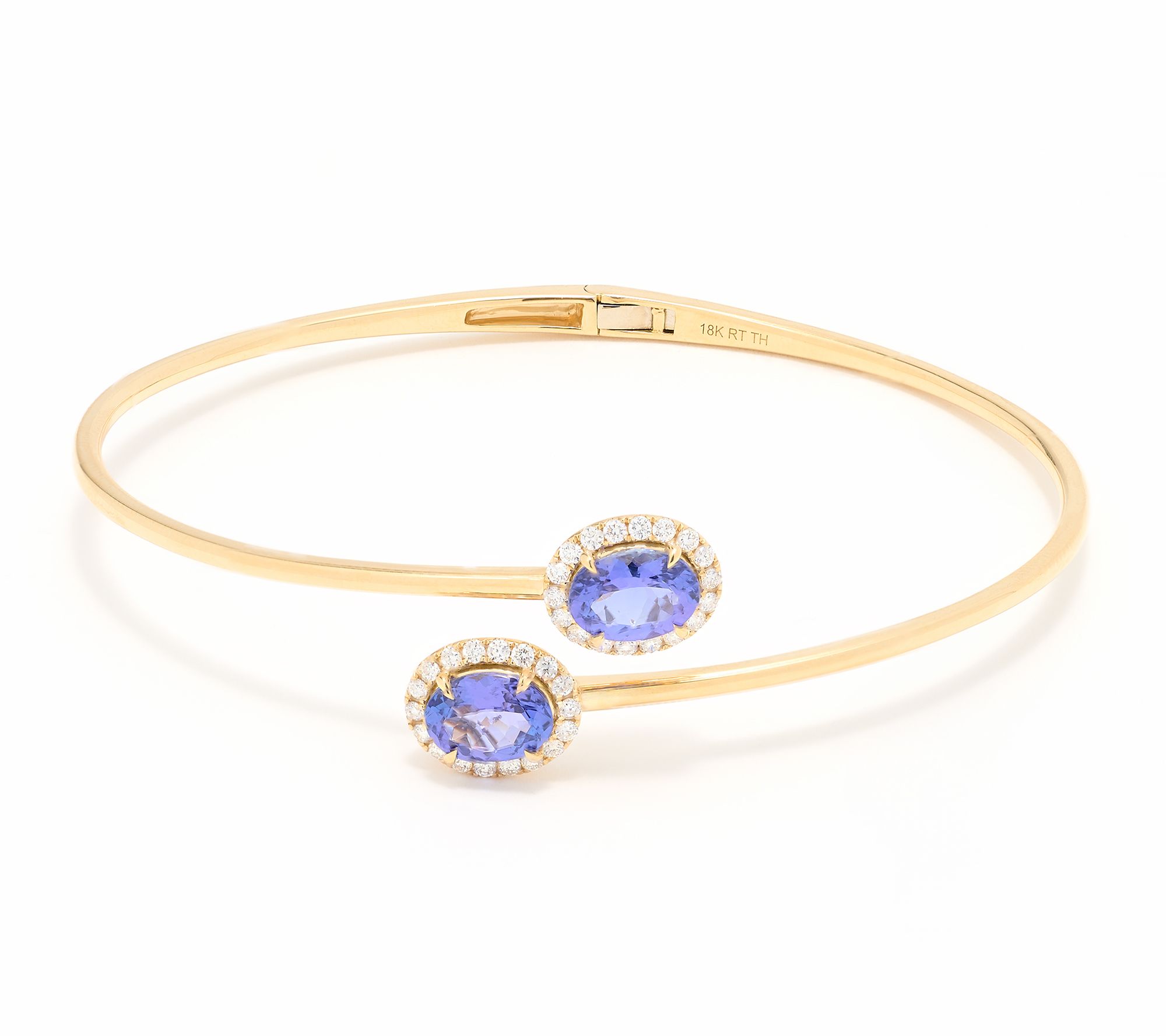 Pure Tanzanite By Jeff Moseley By Pass Bangle, 18k Gold