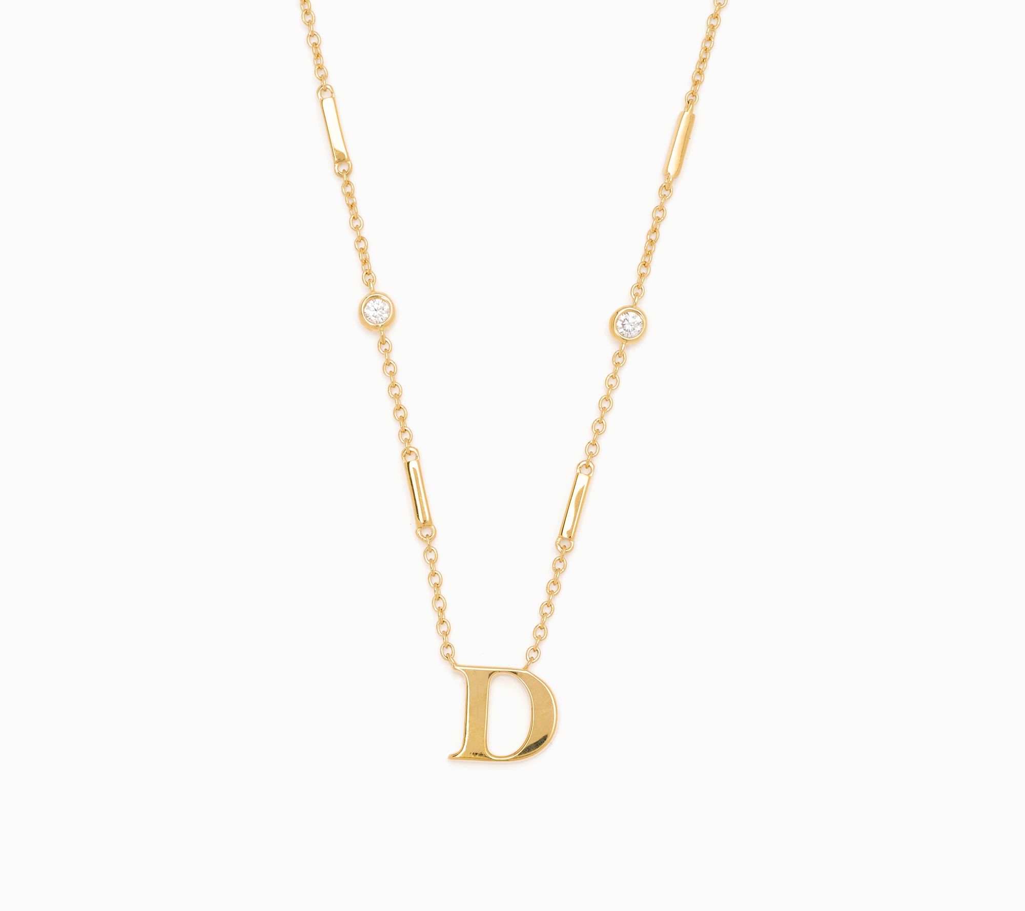 JEN by Jennifer Miller 0.30ct Initial Necklace, 14K Gold Plated
