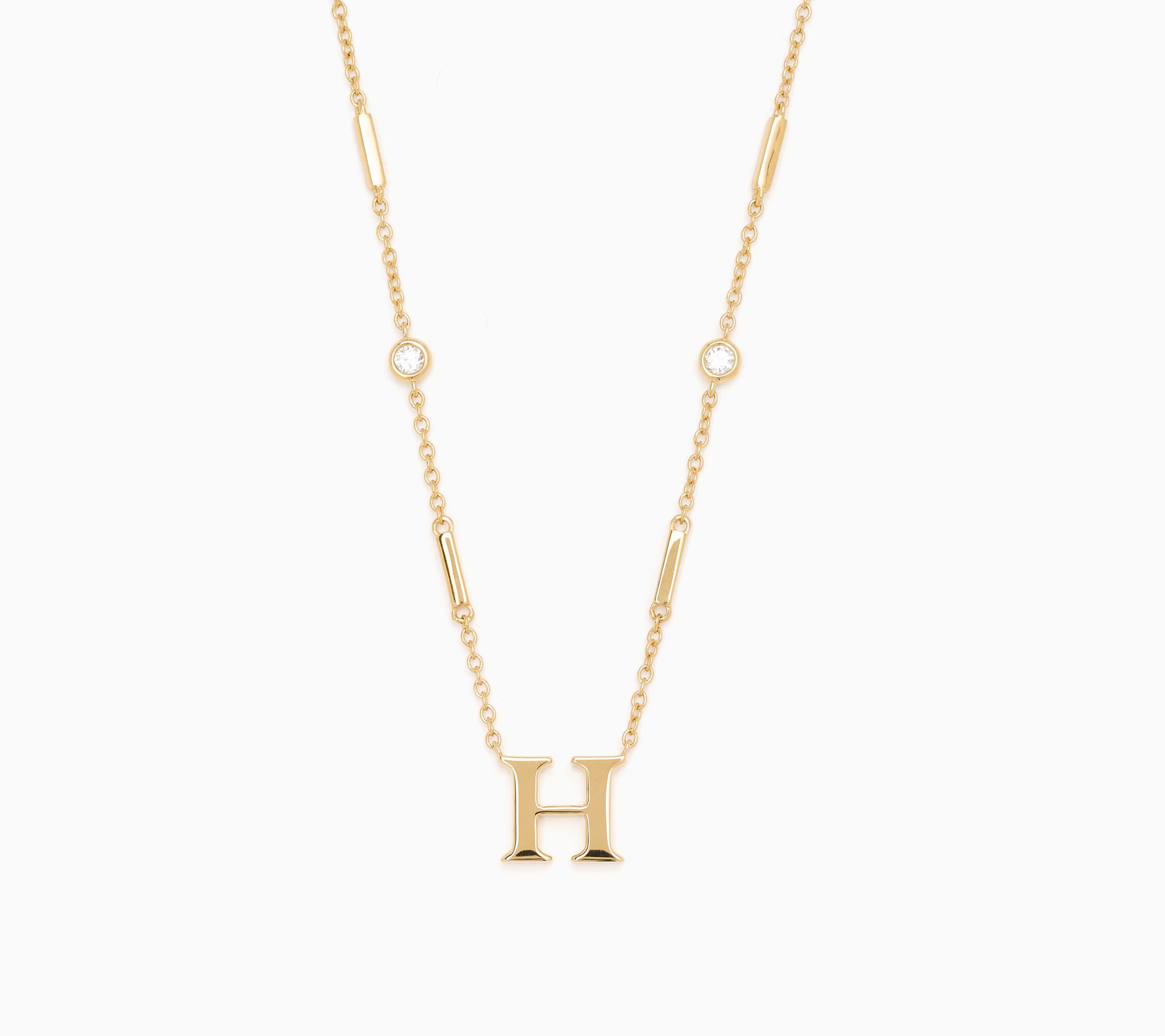 JEN by Jennifer Miller 0.30ct Initial Necklace, 14K Gold Plated