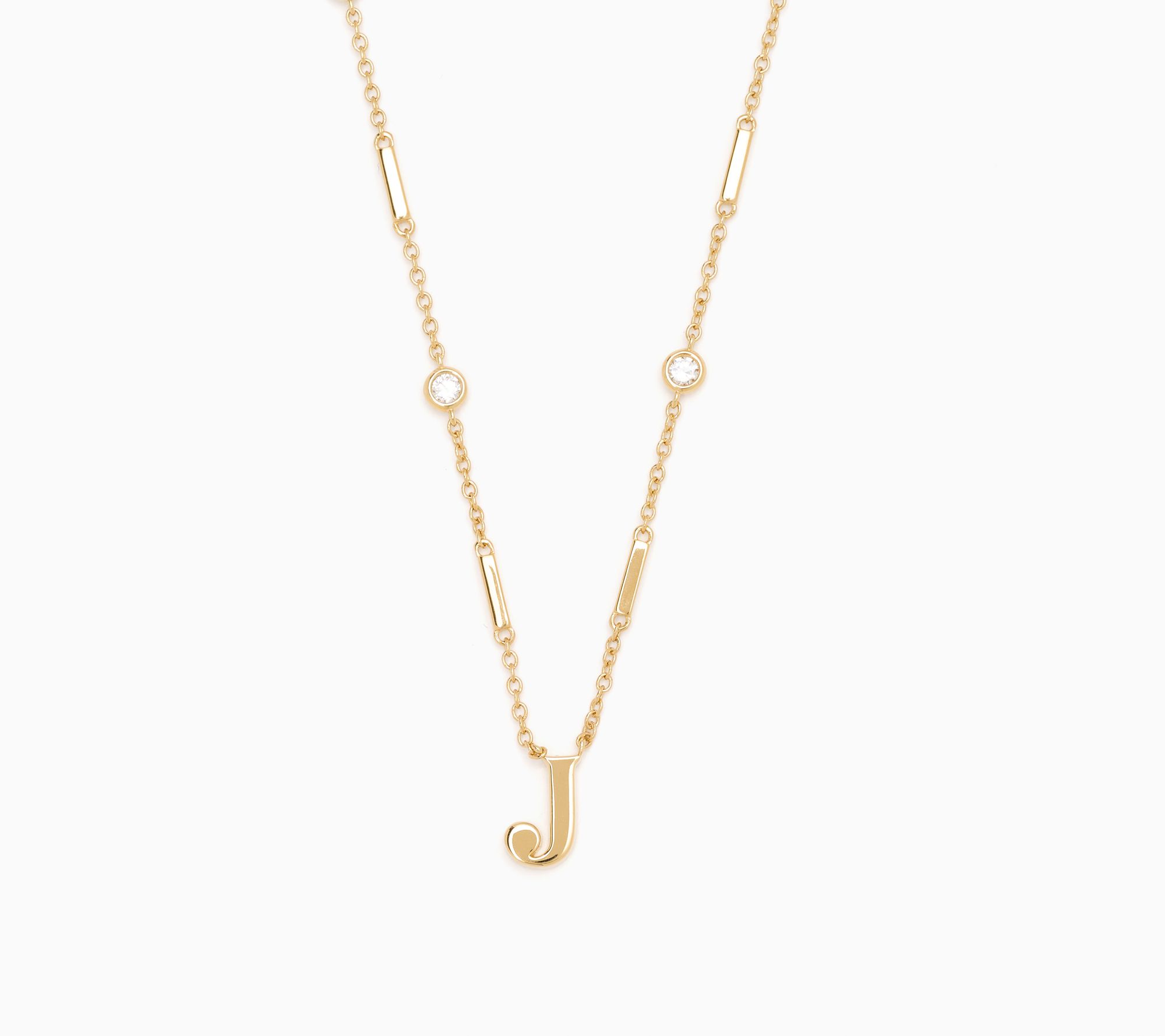 JEN by Jennifer Miller 0.30ct Initial Necklace, 14K Gold Plated