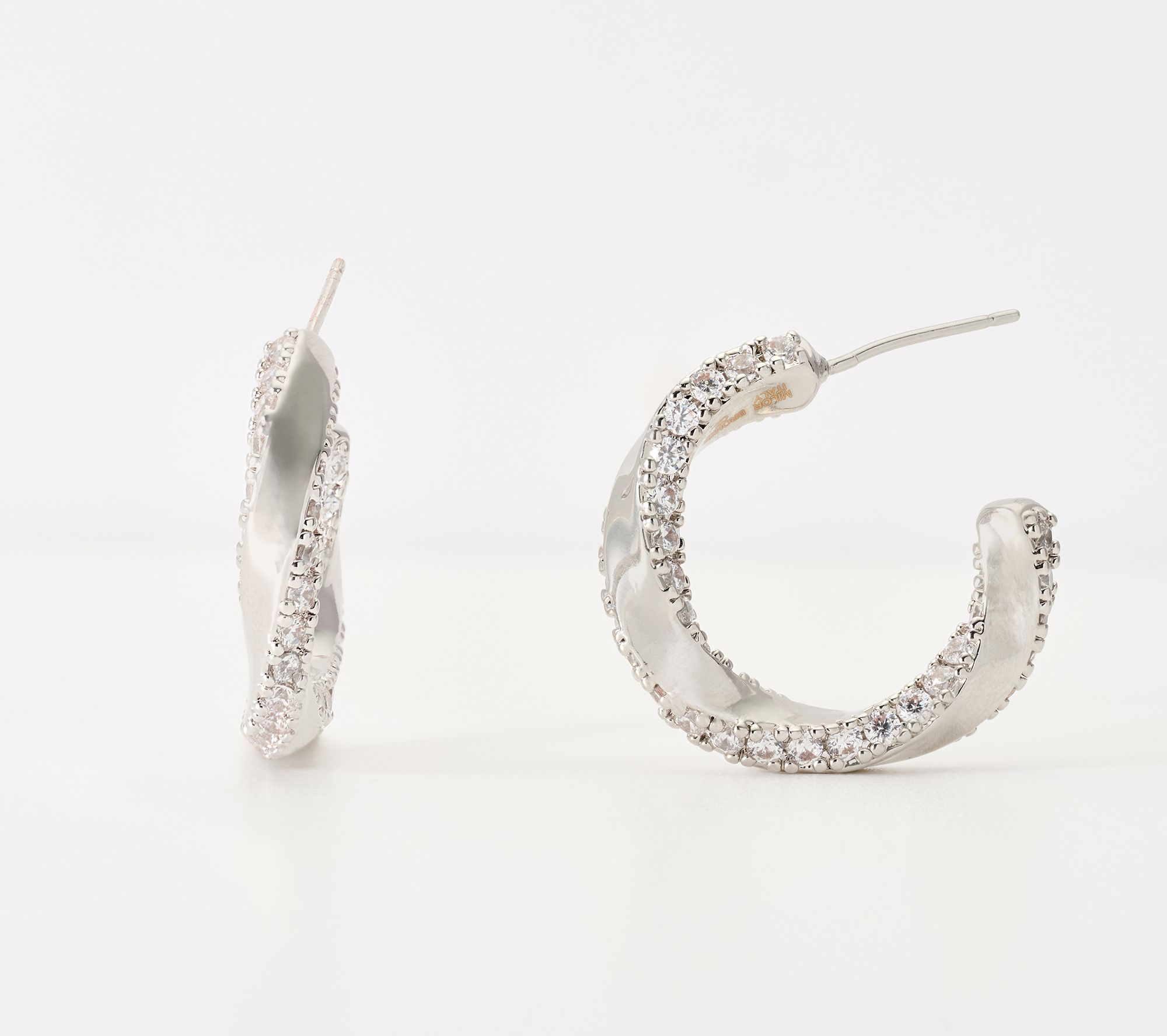 Diamonique Italia Twisted Hoop Earrings, Bronze