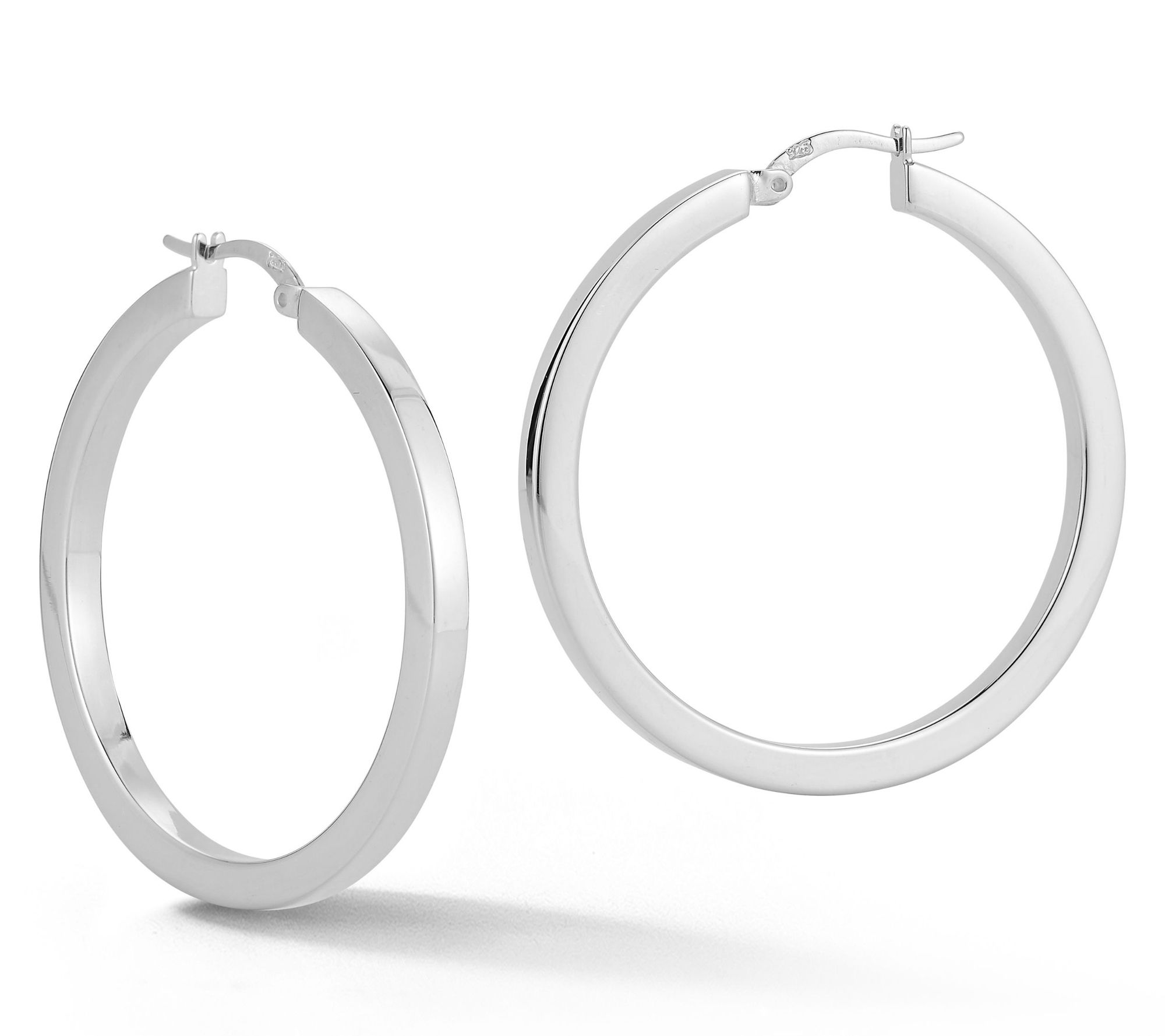 Sterlina Silver 1-1/2" Round Tube Hoop Earrings, Sterling