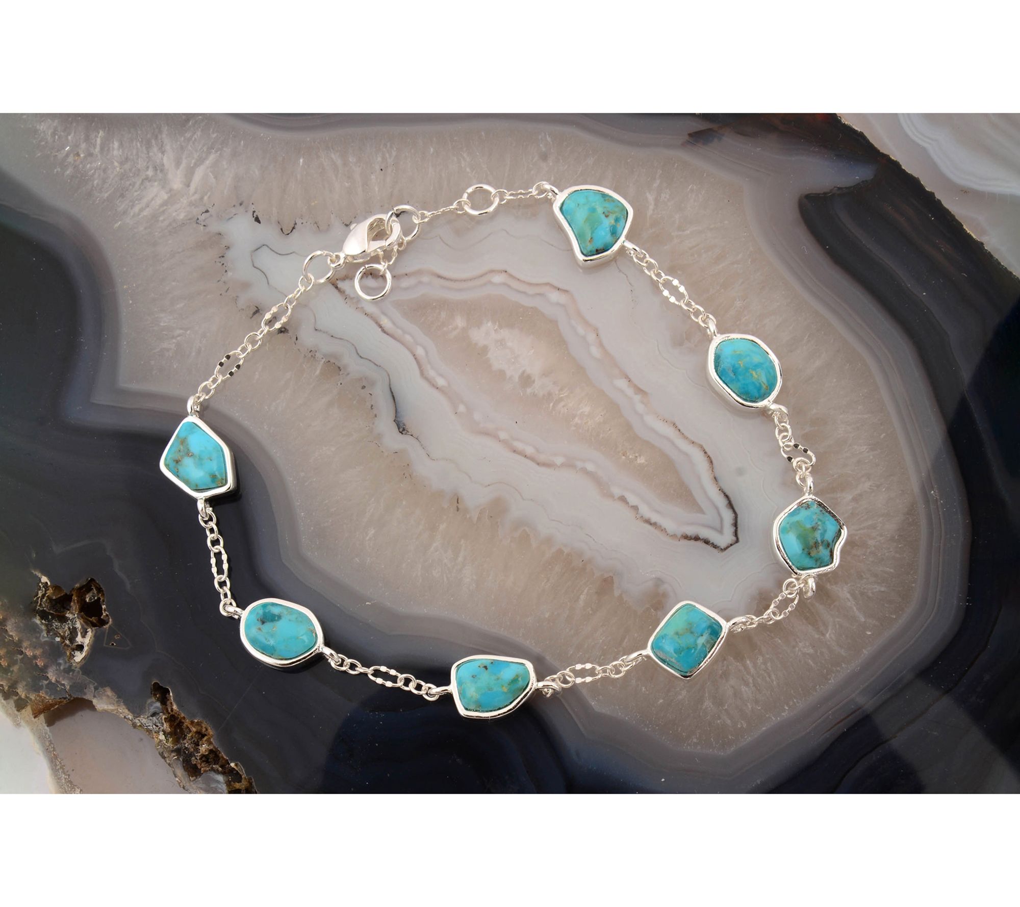 Barse Artisan Crafted Blue Turquoise Station Bracelet - QVC.com