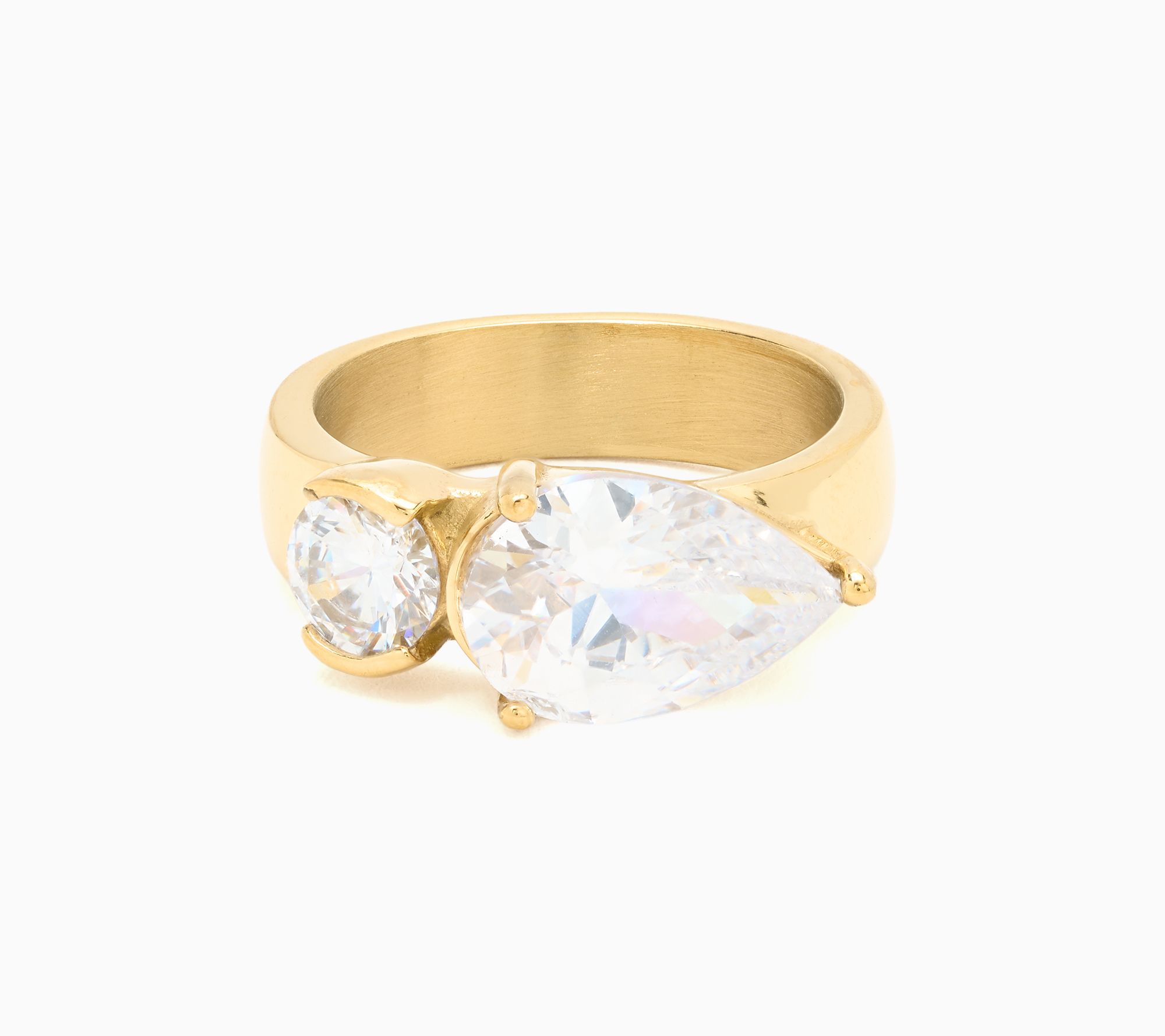 Steel by Diamonique Double Stone Band Ring