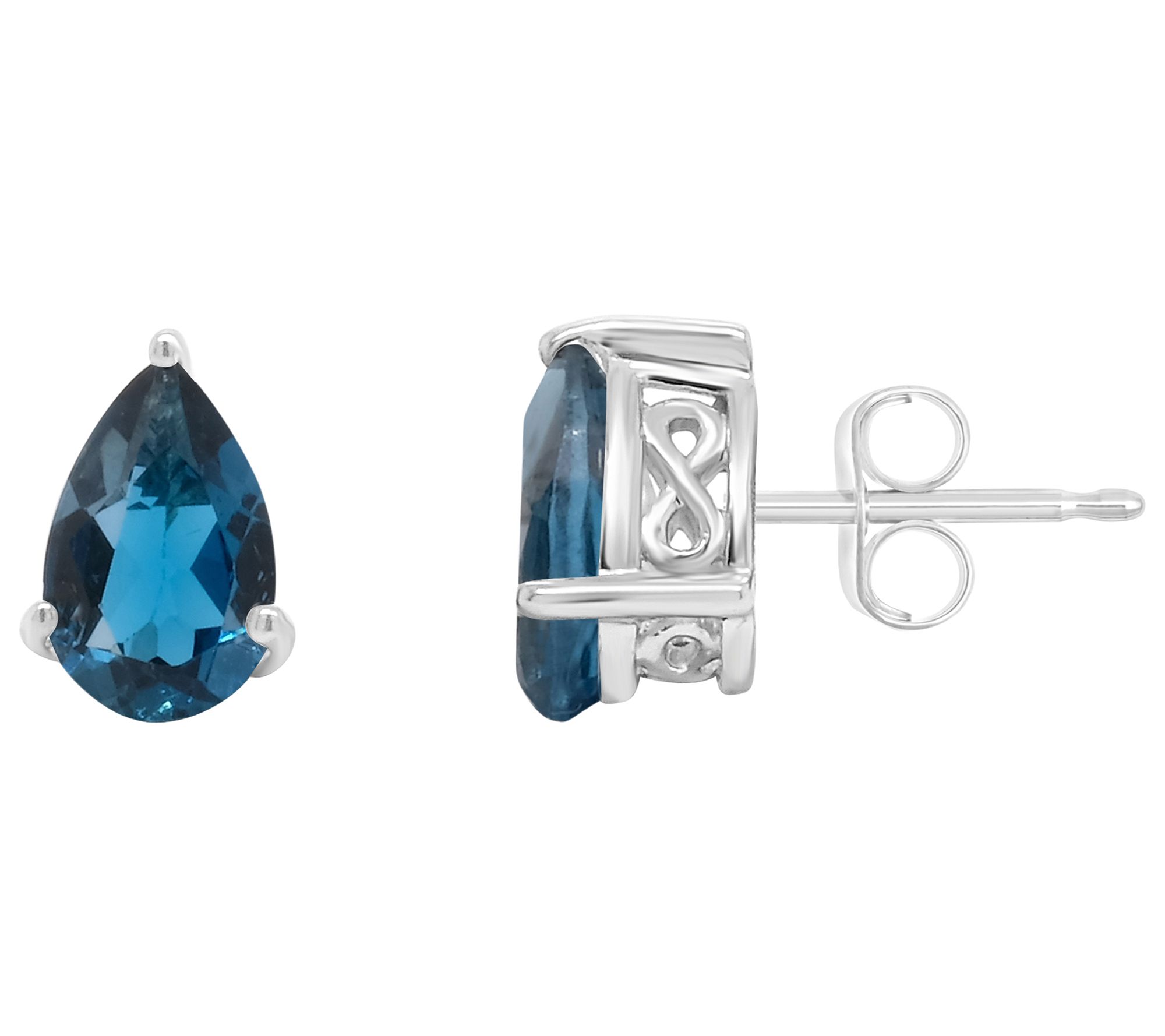 14K Gold 8x5mm Pear-Shaped London Blue Topaz Earrings