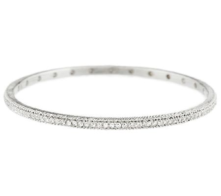 Judith Ripka Sterling 2.25ct Double Row Diamonique Pave Bangle Bracelet ...