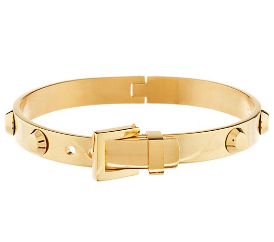 Stainless Steel Studded Hinged Buckle Bangle