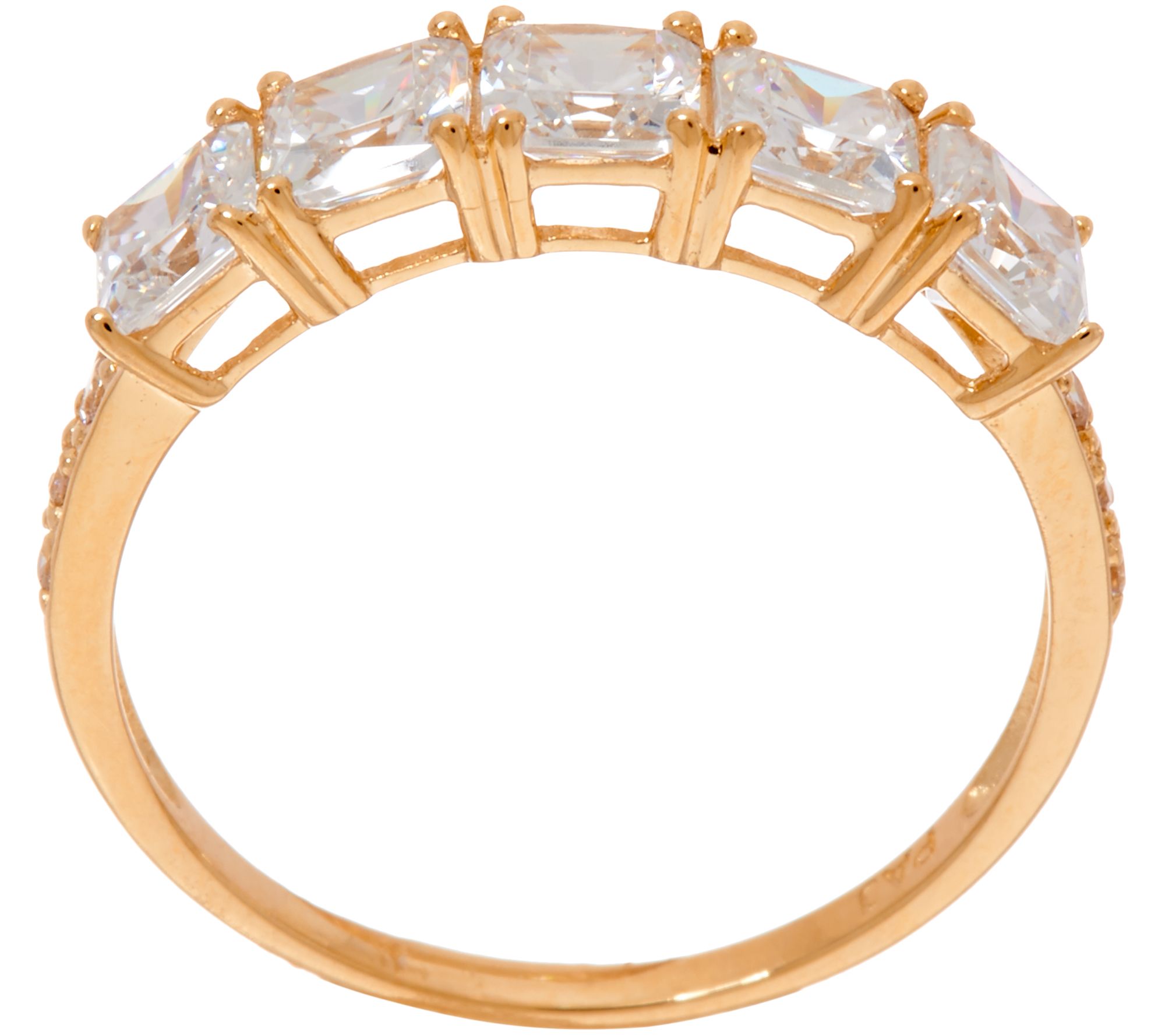 Diamonique Five Stone Princess Cut Band Ring, 14k Gold - QVC.com