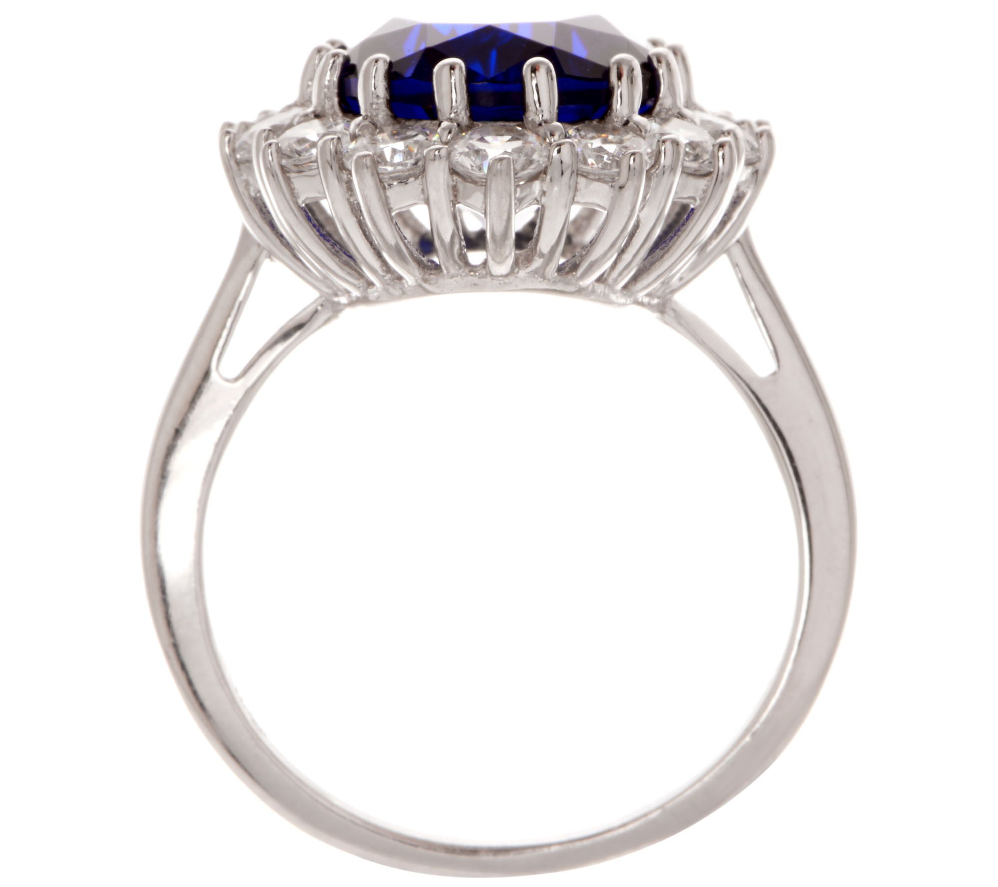 Diamonique Sterling 12.00 cttw Simulated Sapphire Ring - QVC.com