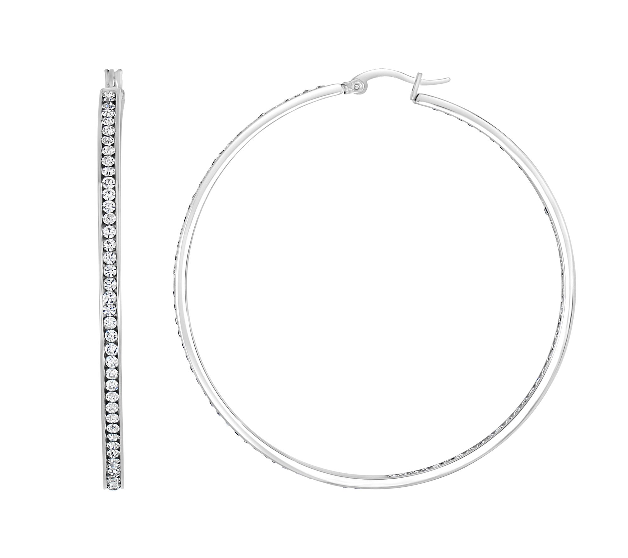 Steel by Design 2-1/2" Inside-Out Hoop Earrings