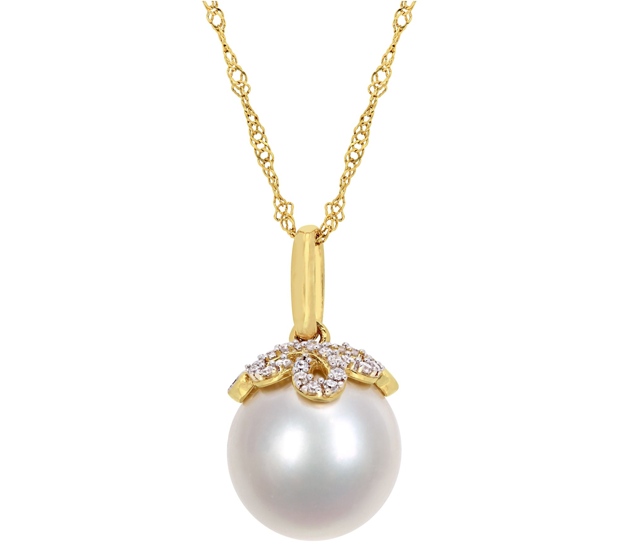 14K Gold South Sea Pearl & Diamond Accent Pendant w/ Chain