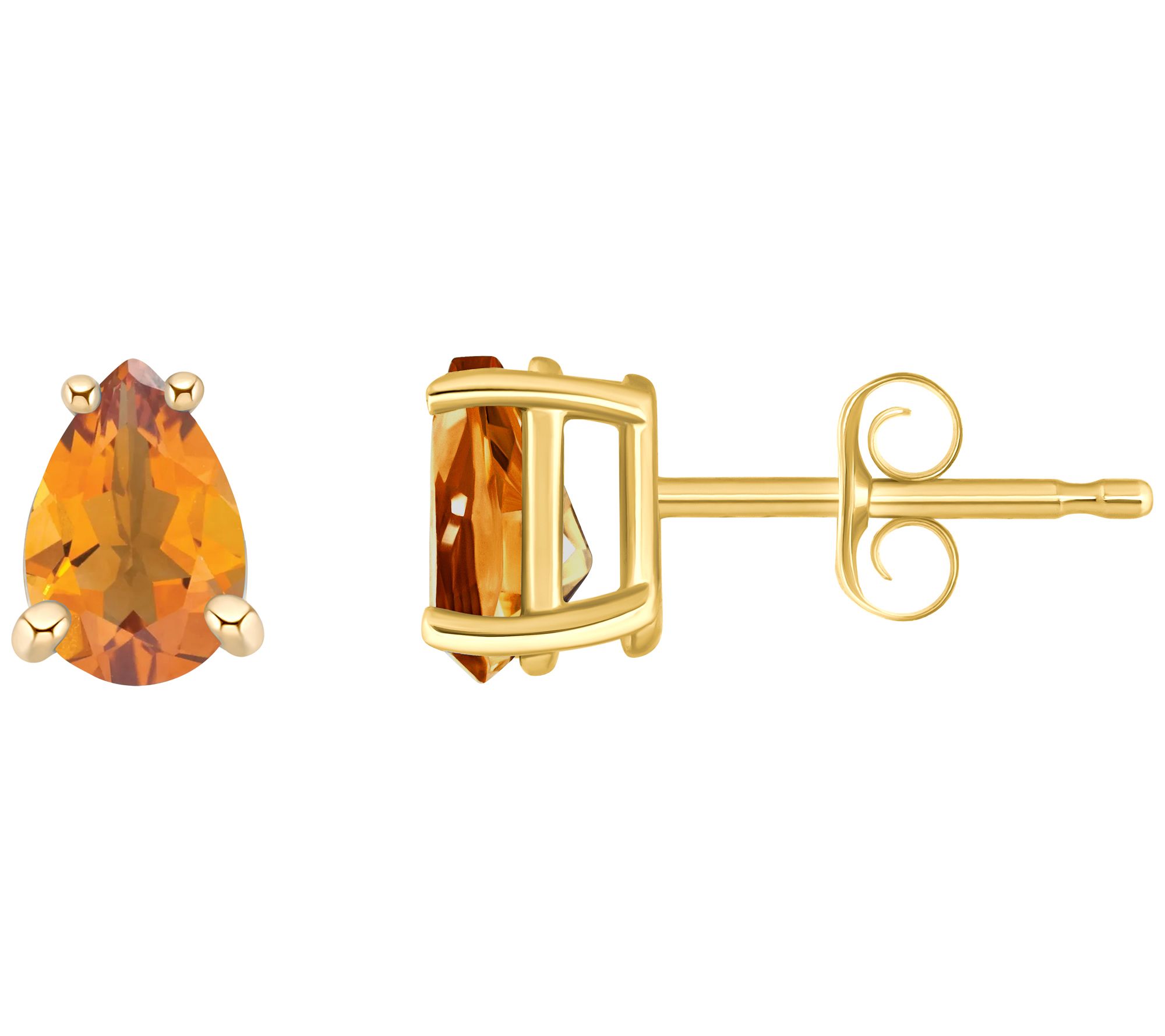 14K Gold Pear-Cut 0.70 cttw Citrine Stud Earrings