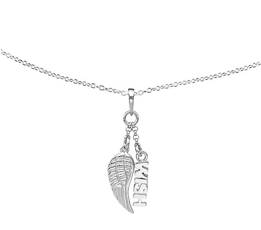 Sterling Wish & Wing Pendant w/Chain by SilverStyle