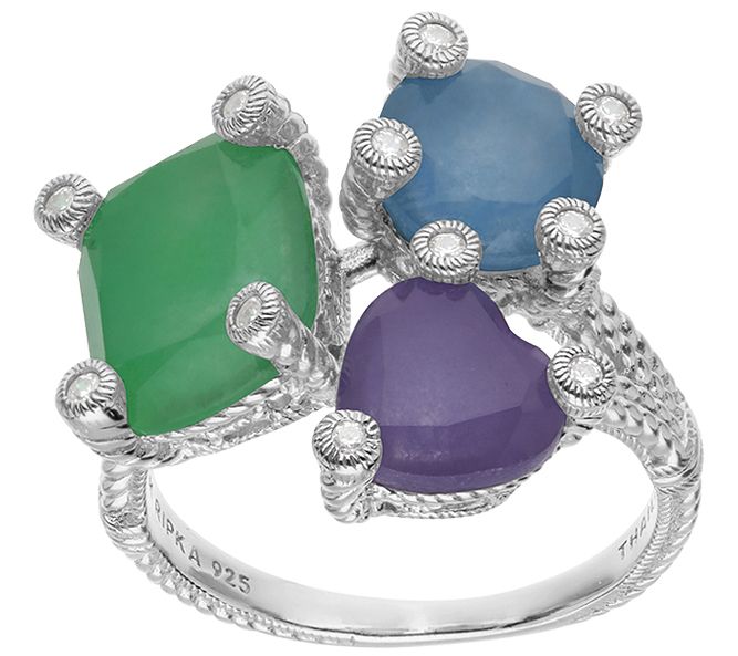 Judith Ripka Sterling Jade and Diamonique Ring - QVC.com