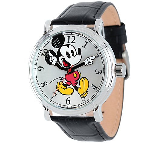 Disney Mickey Mouse Men's Shiny Silvertone Vintage Watch