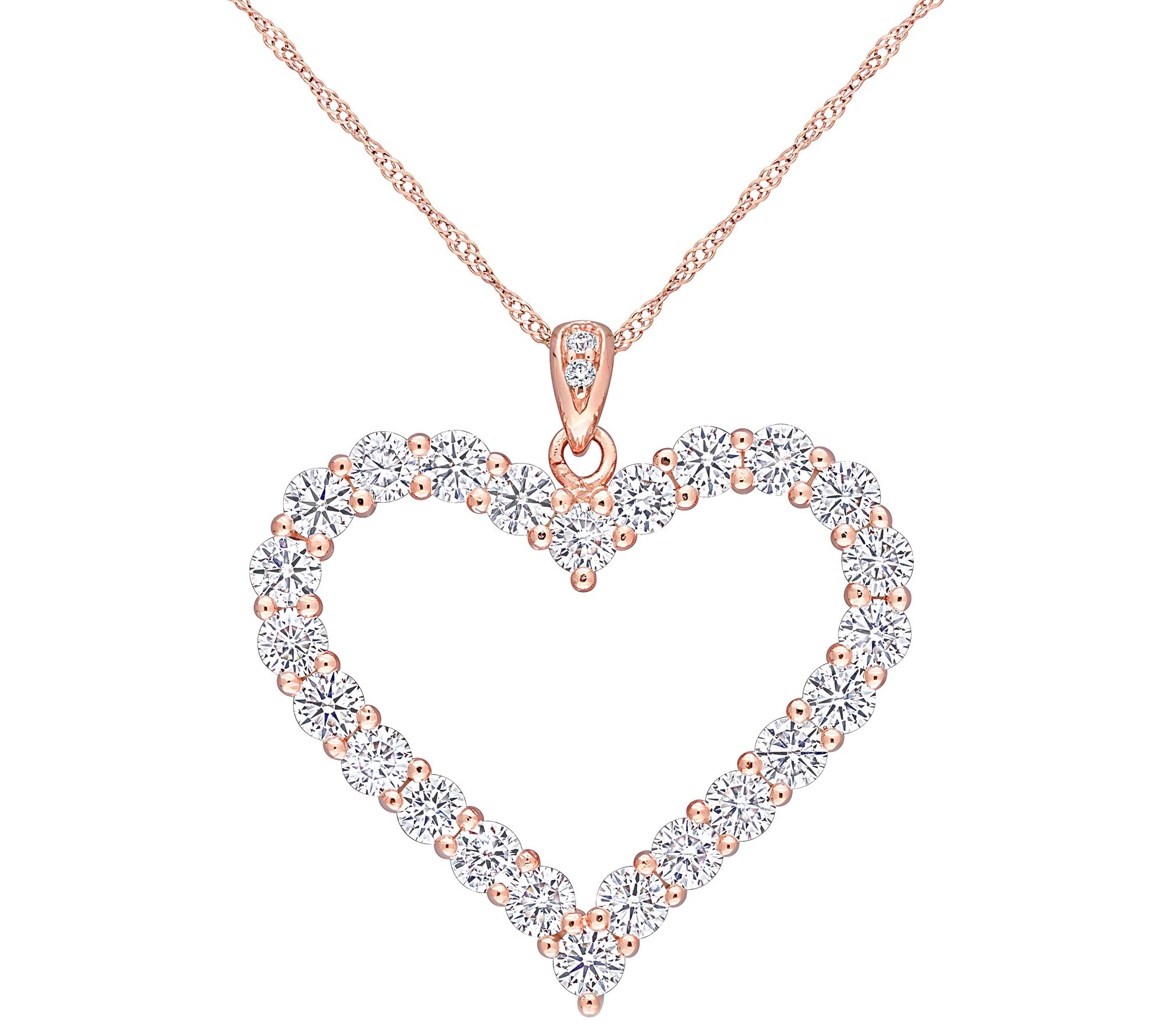 MoissanIce Moissanite 2.15 cttw Heart Pendant w/ Chain, 18K