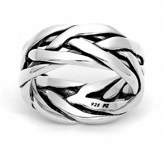 Or Paz Men's Sterling Silver Woven Band Ring