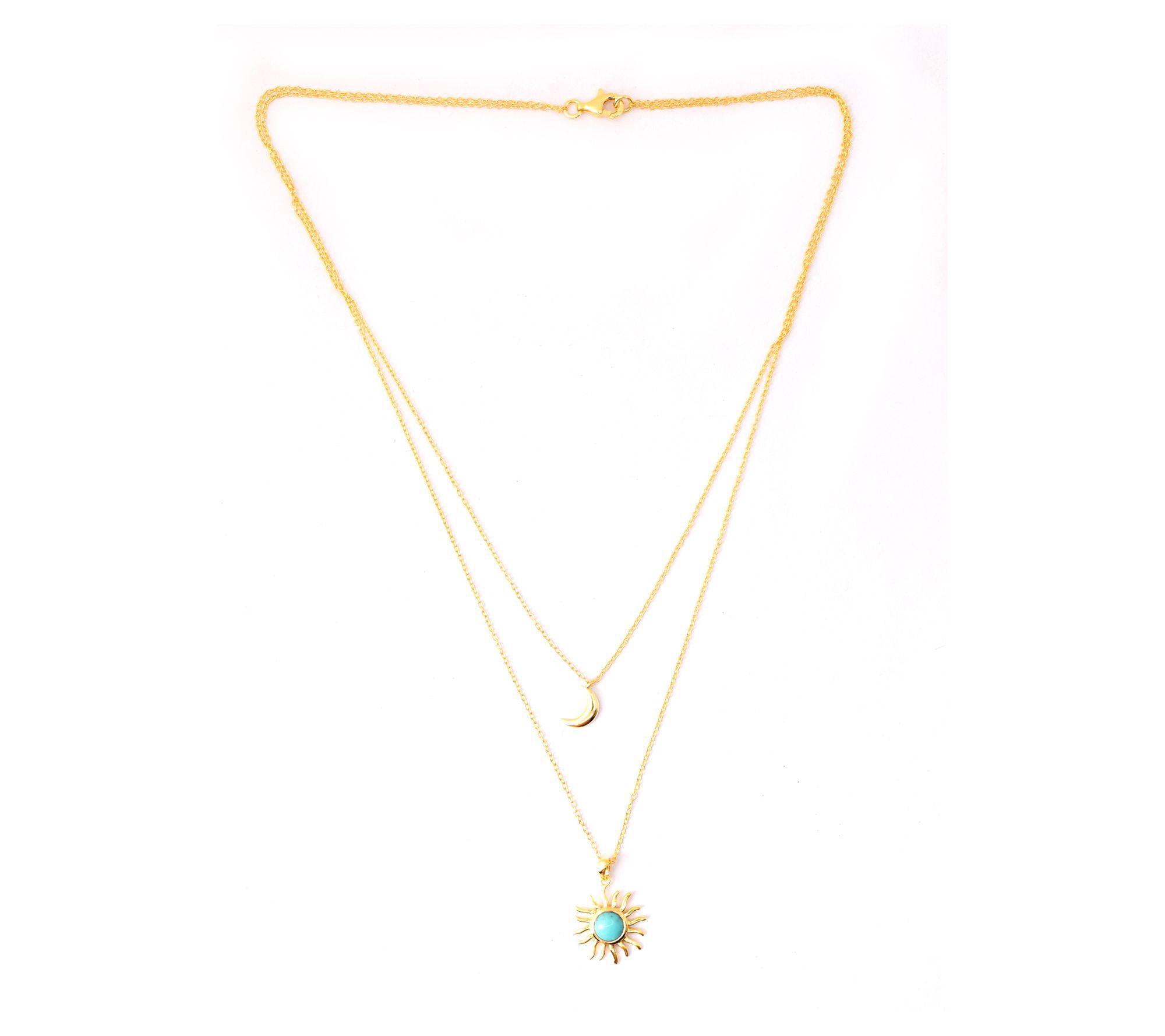 14K Gold Plated Sterling Silver Turquoise Layered Necklace