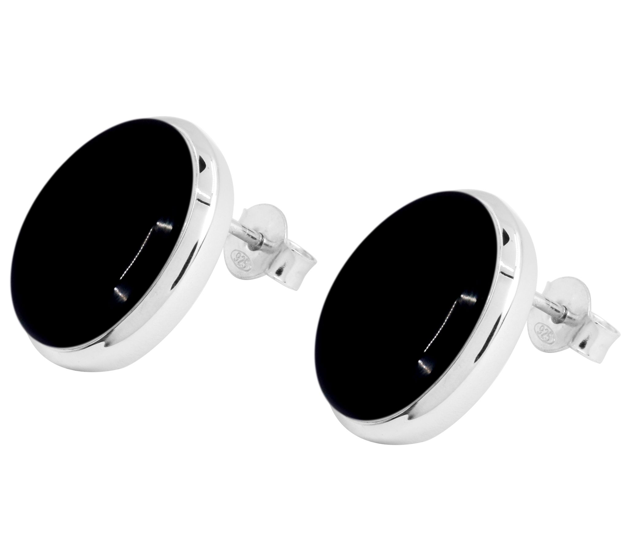 Affinity Gems Black C. Chalcedony Sterling Stud Earrings