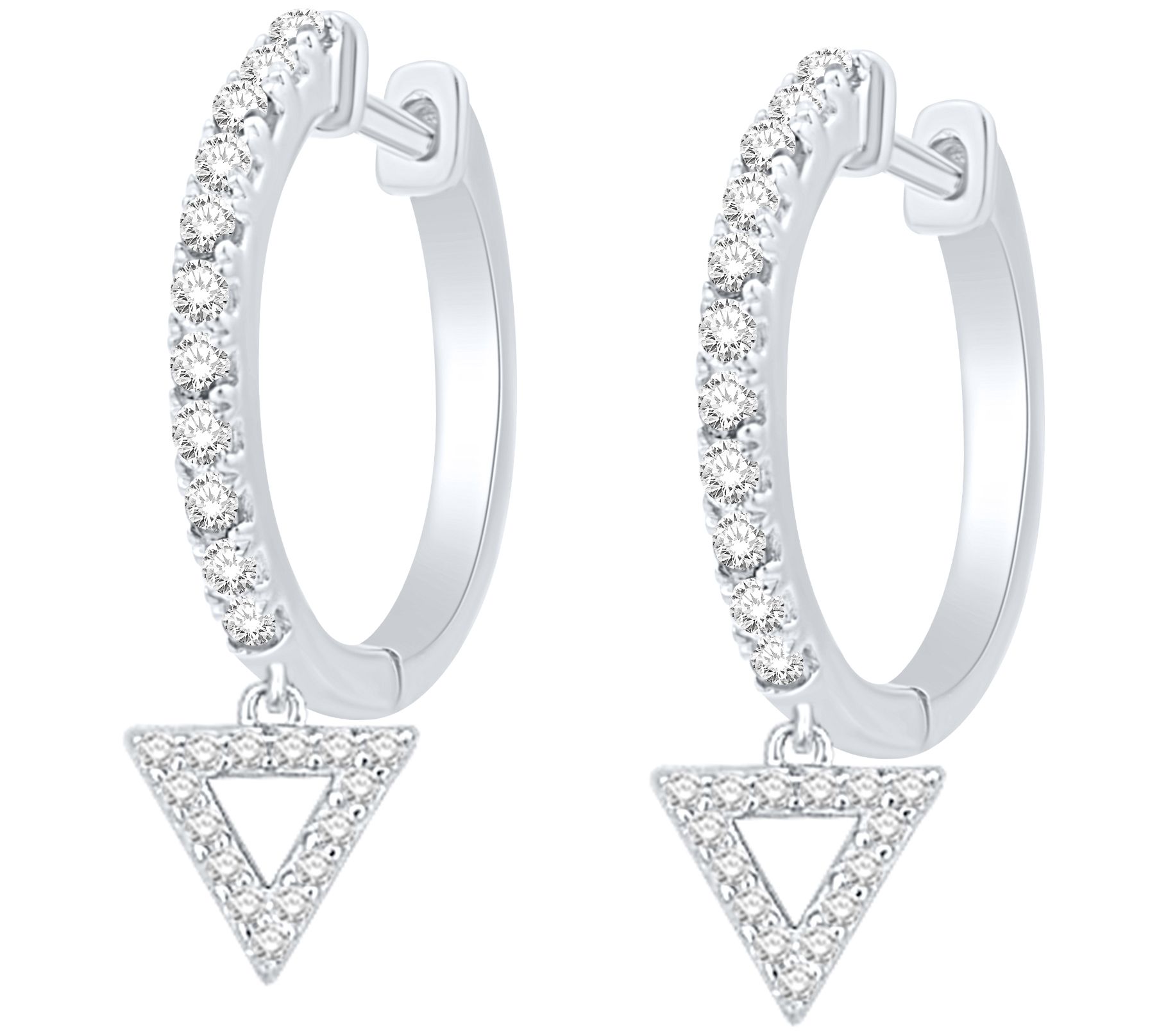 Affinity Diamonds Triangle Dangle Hoop Earrings, Sterling