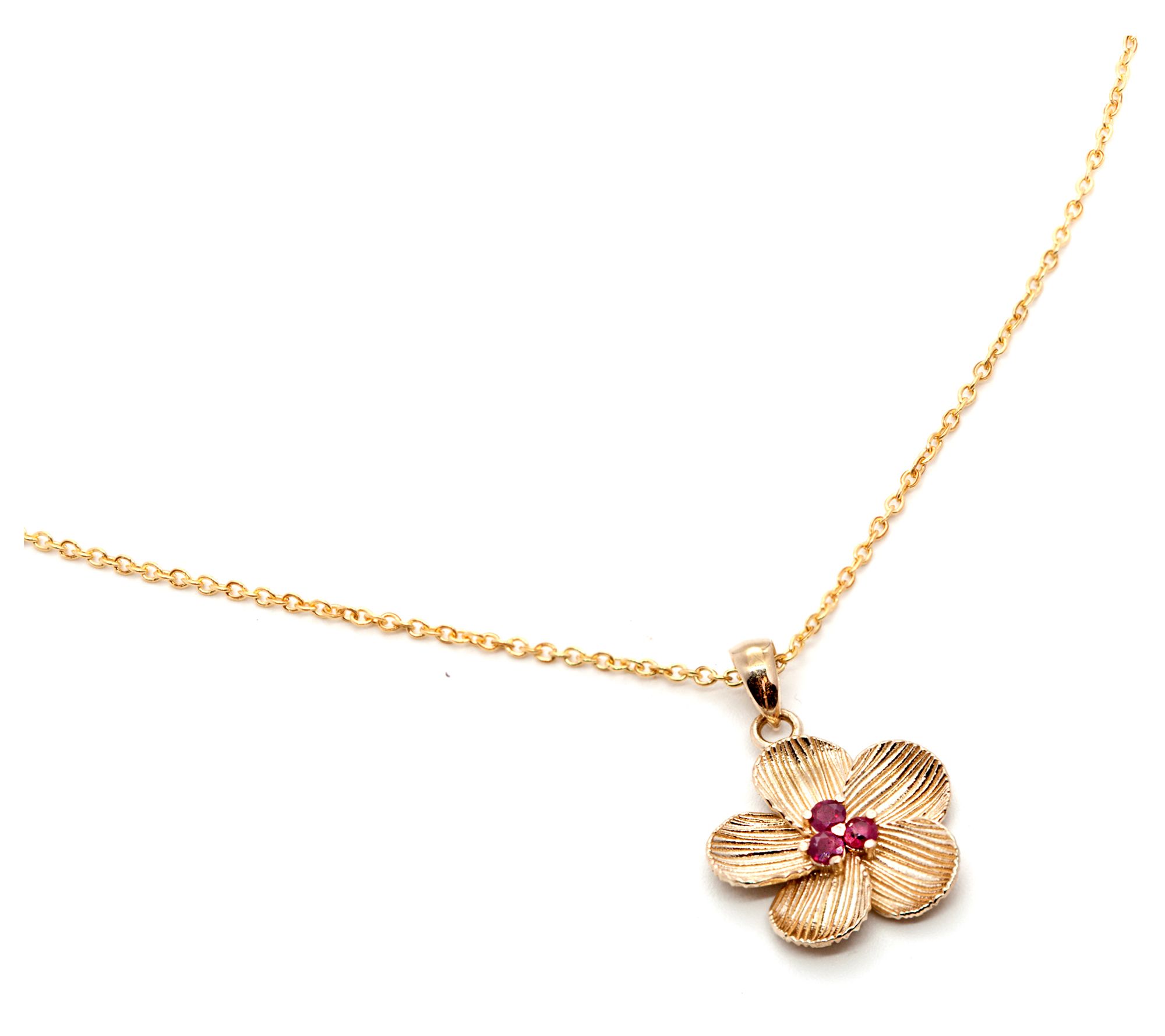 Ruby Gold Flower Necklace