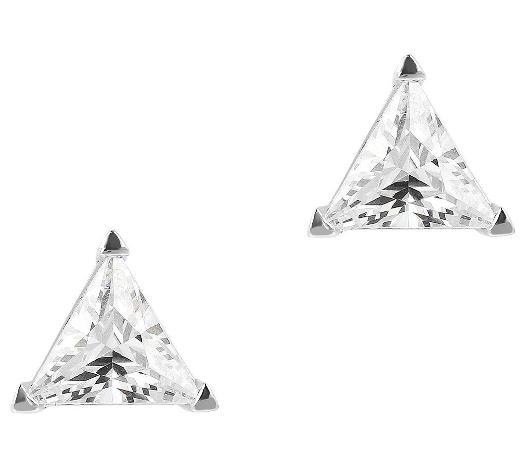 Diamonique 2.85 cttw Triangle Stud Earrings, Sterling