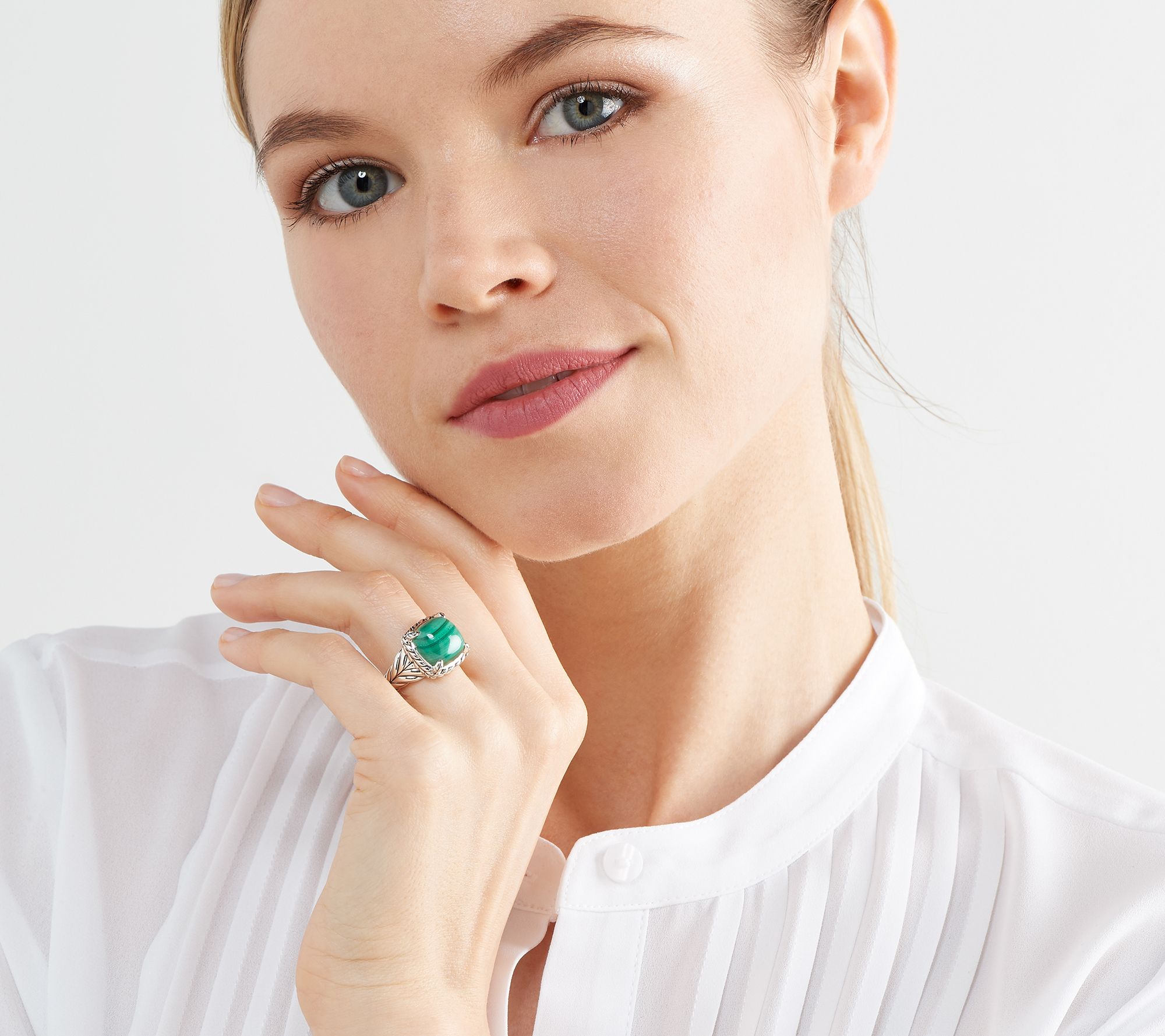 JAI Sterling Silver Basketweave Gemstone Ring - QVC.com