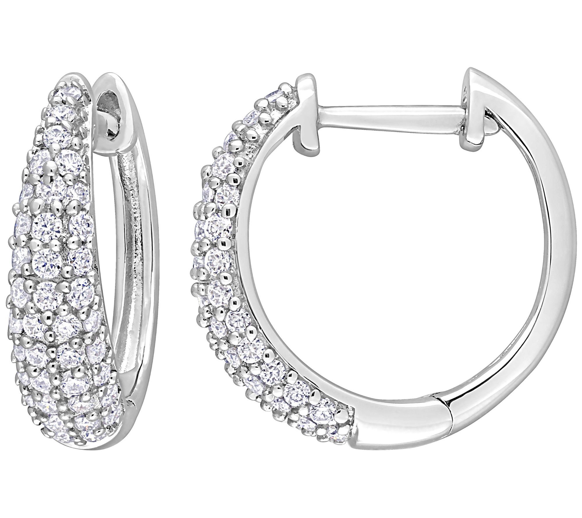 MoissanIce 0.40 cttw Moissanite Hoop Earrings, Sterling Silver
