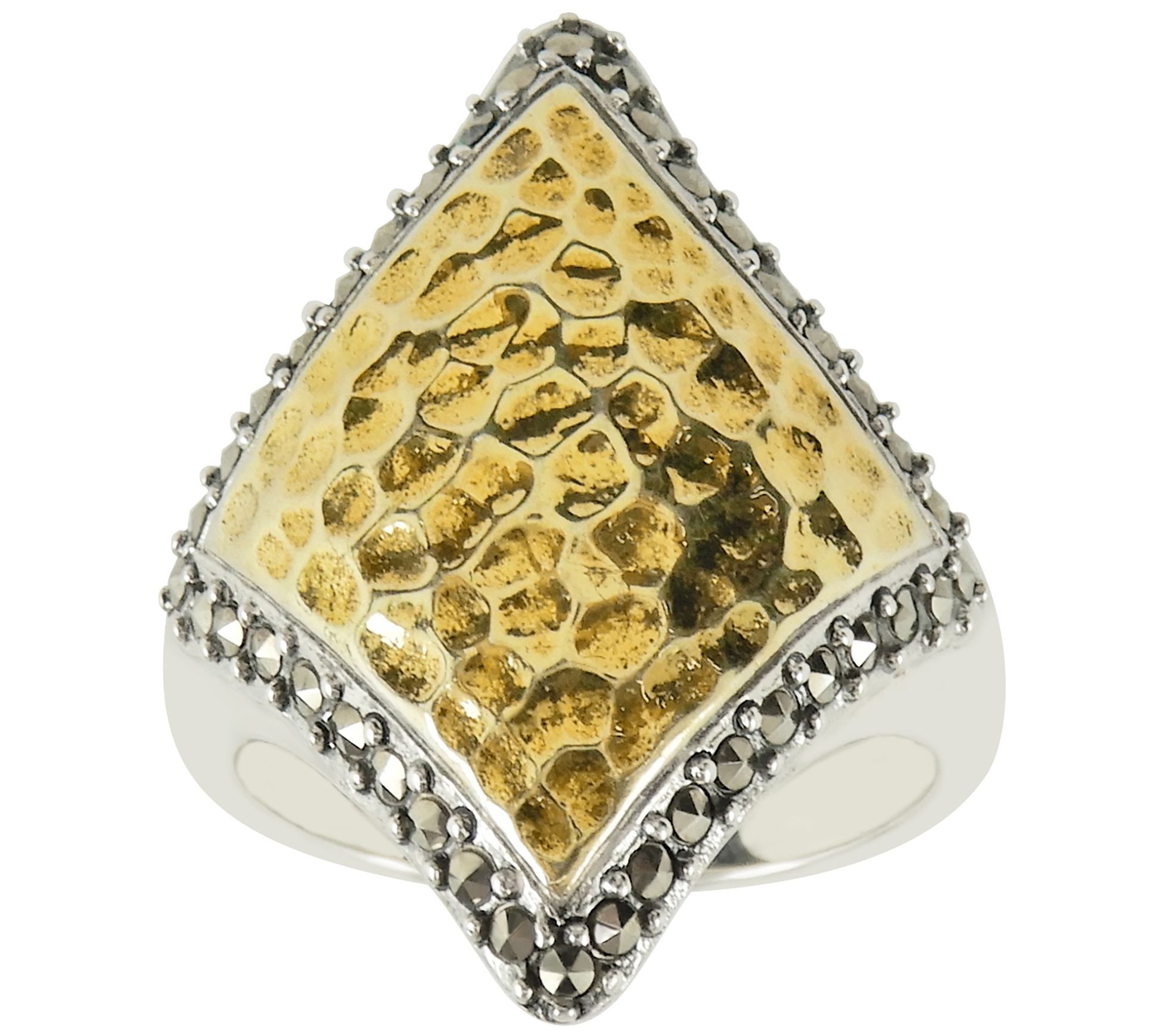 Suspicion Sterling Silver Marcasite Textured Cocktail Ring