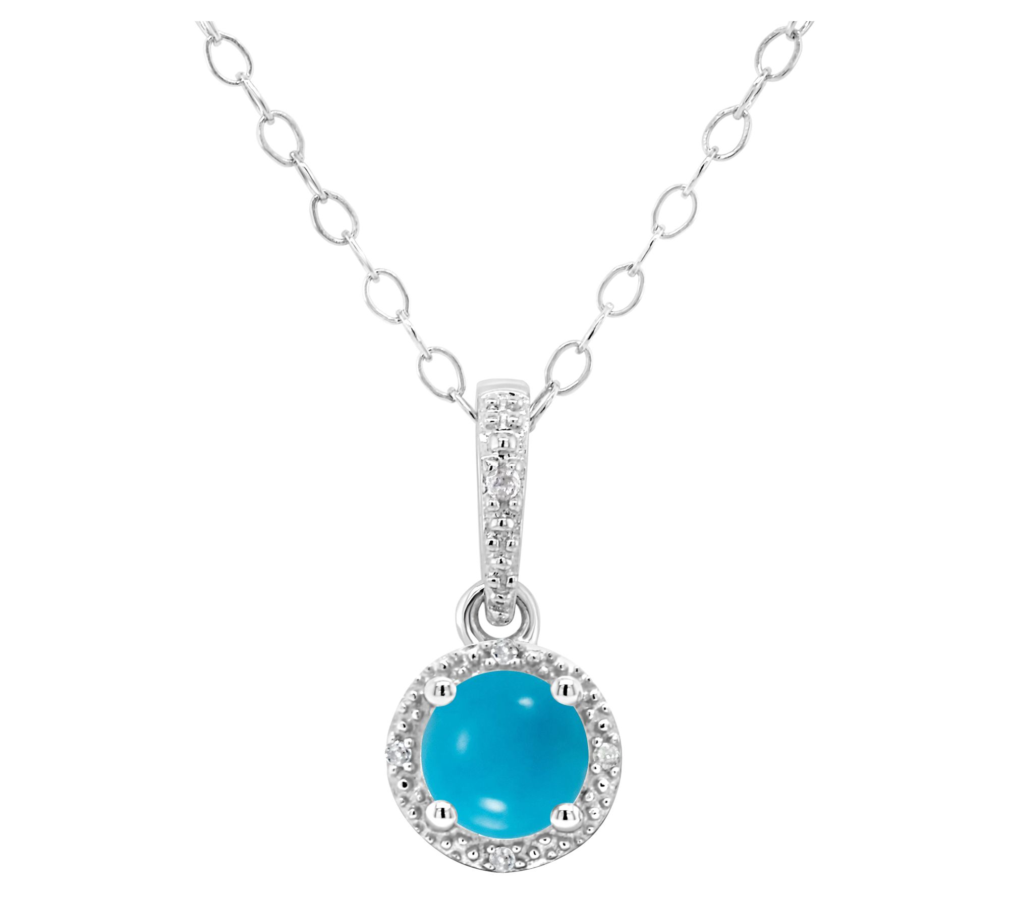 Affinity Gems Turquoise & Diamond Pendant w/ Chain, Sterling