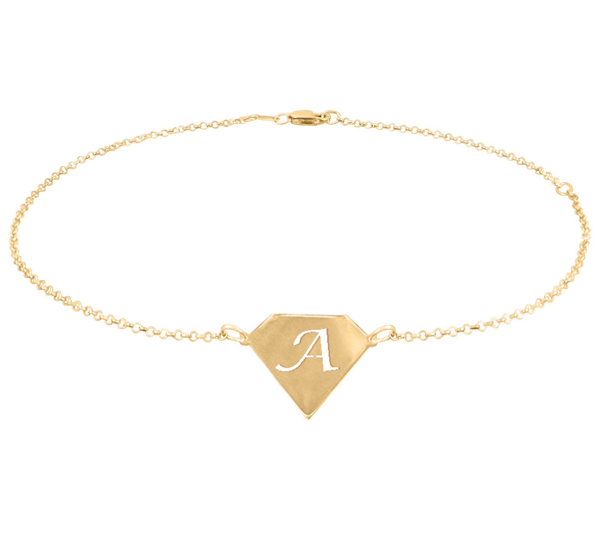 Personalized 14K Gold Plated Cut Out Initial Ankle Bracelet