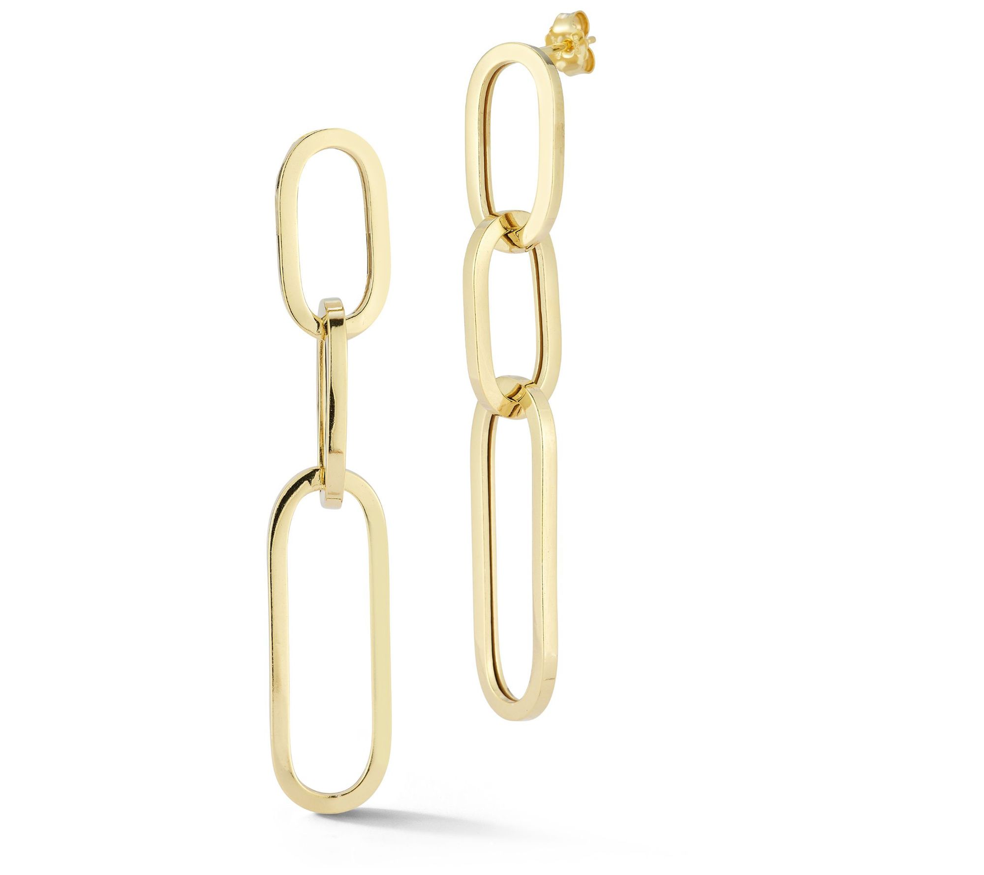 Italian Silver Oval Link Chain Earrings, Sterling