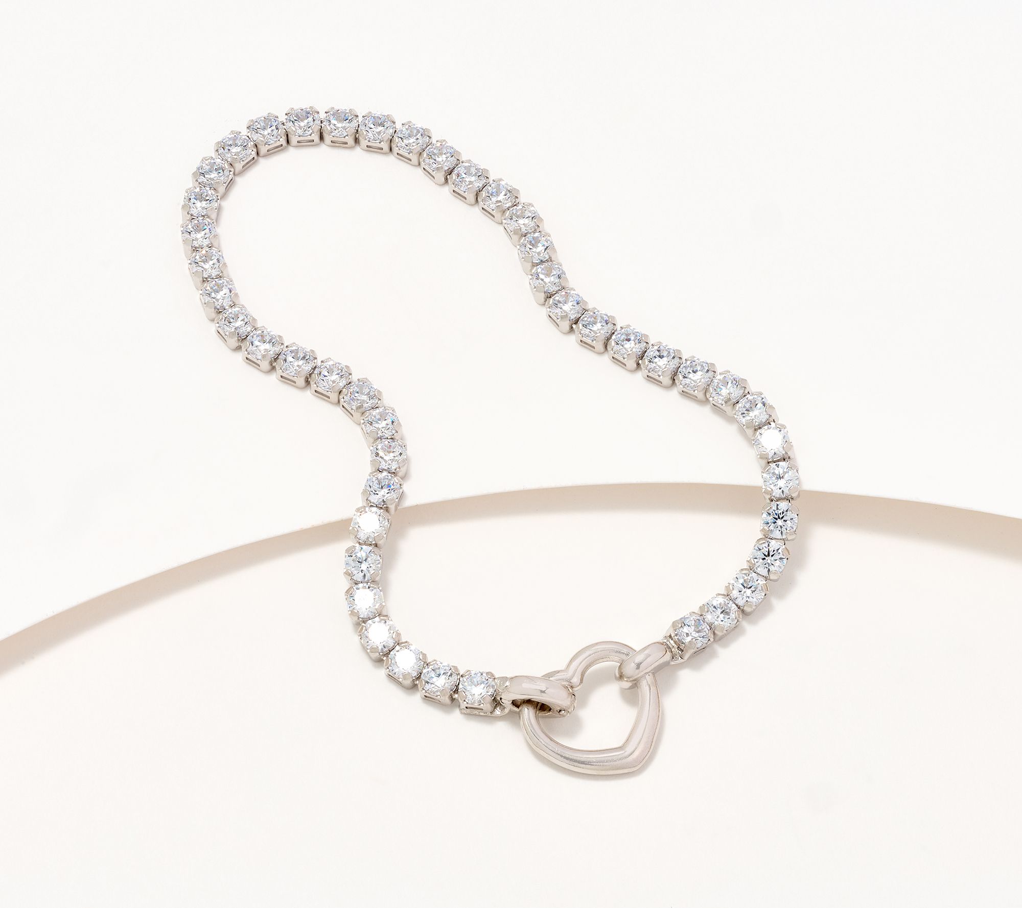 Diamonique Italia Tennis Bracelet With Fancy Clasp, Silver