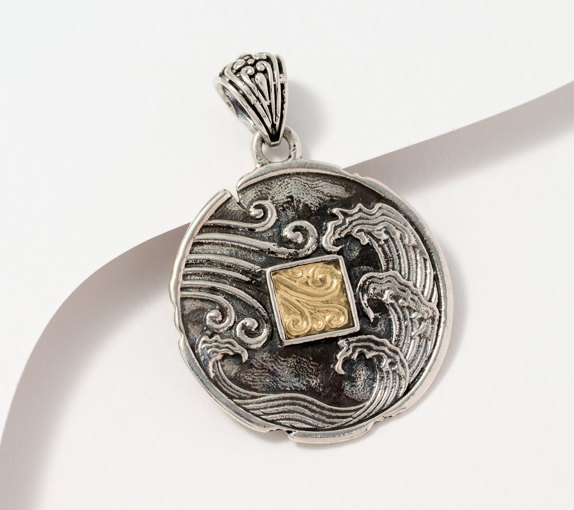 "As Is" Artisan Crafted by Robert Manse Sterling & 18K Coin Pendant