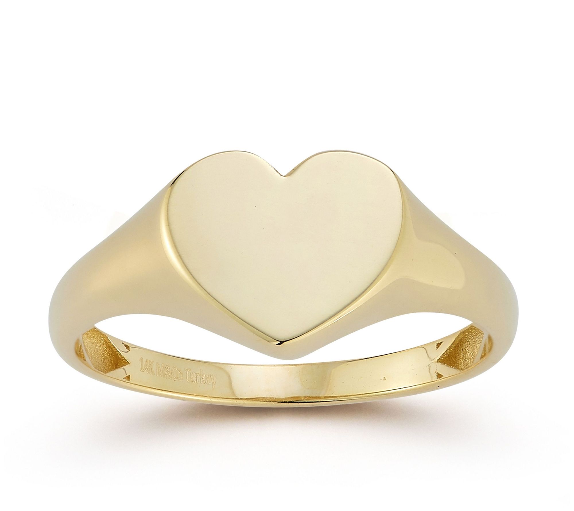 Luminosa Gold Flat Heart Signet Ring, 14K