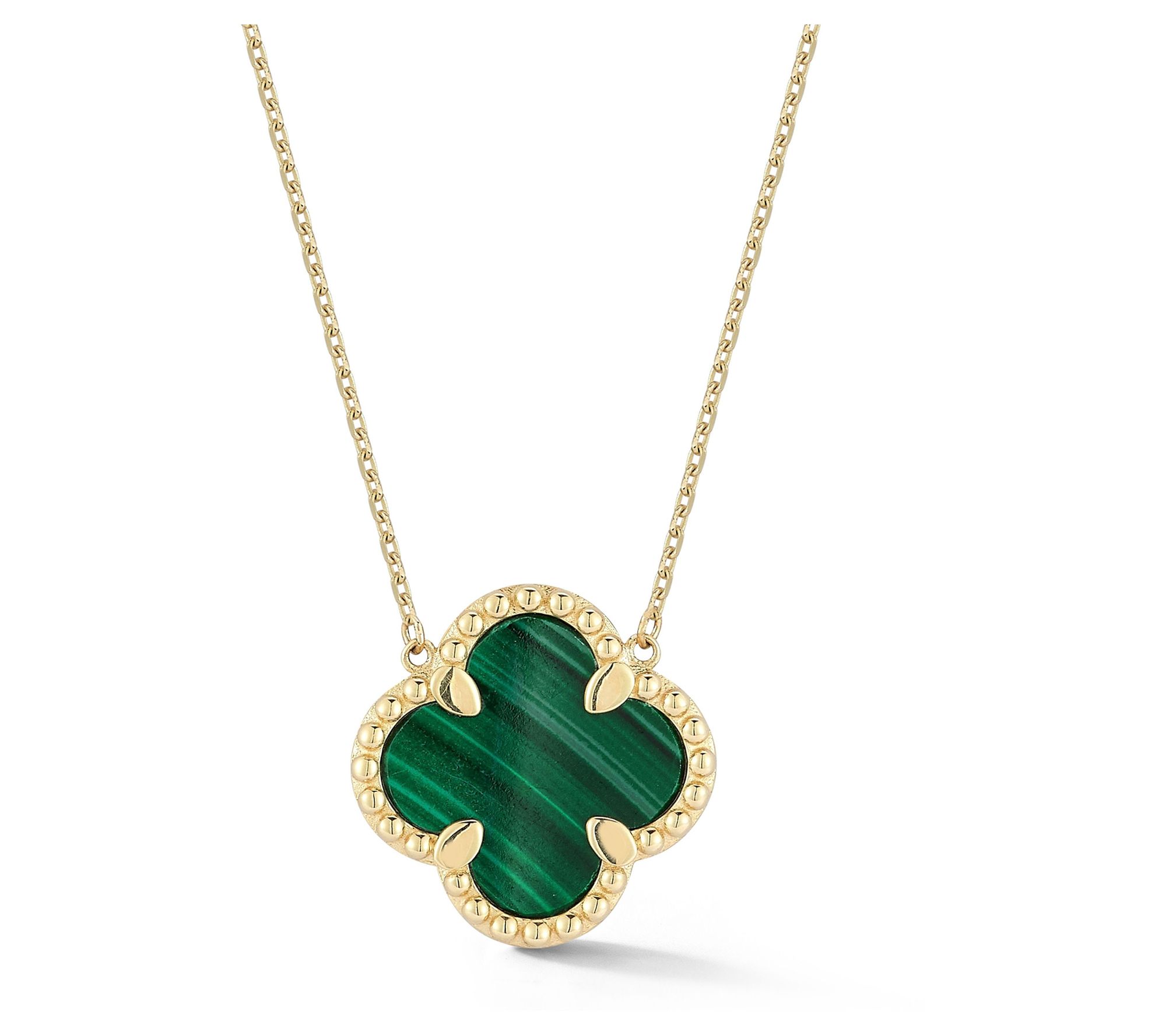 Luminosa Gold Malachite Clover Necklace, 14K
