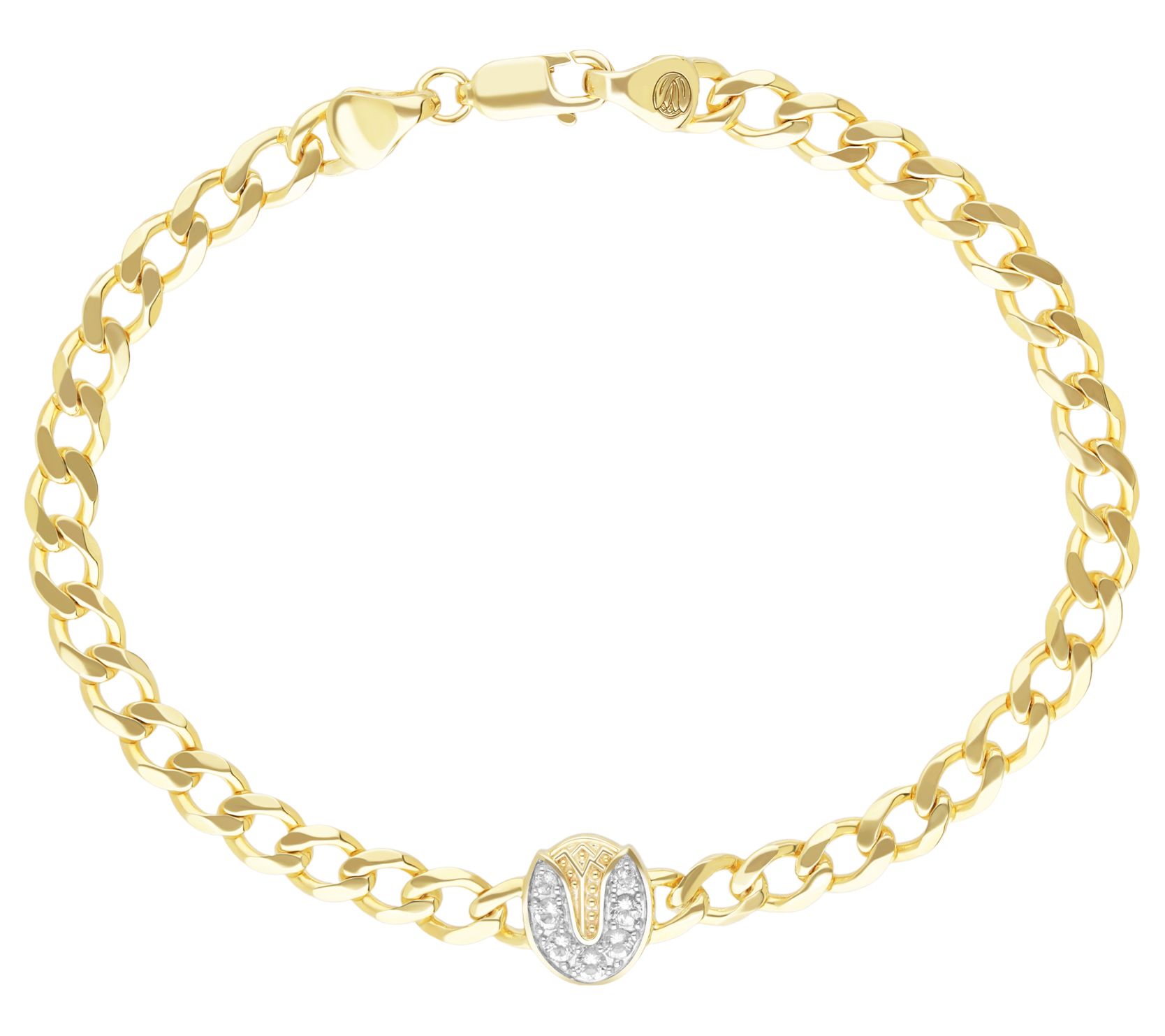 Goddaughters 14K Gold Clad White Topaz Tulip Bracelet