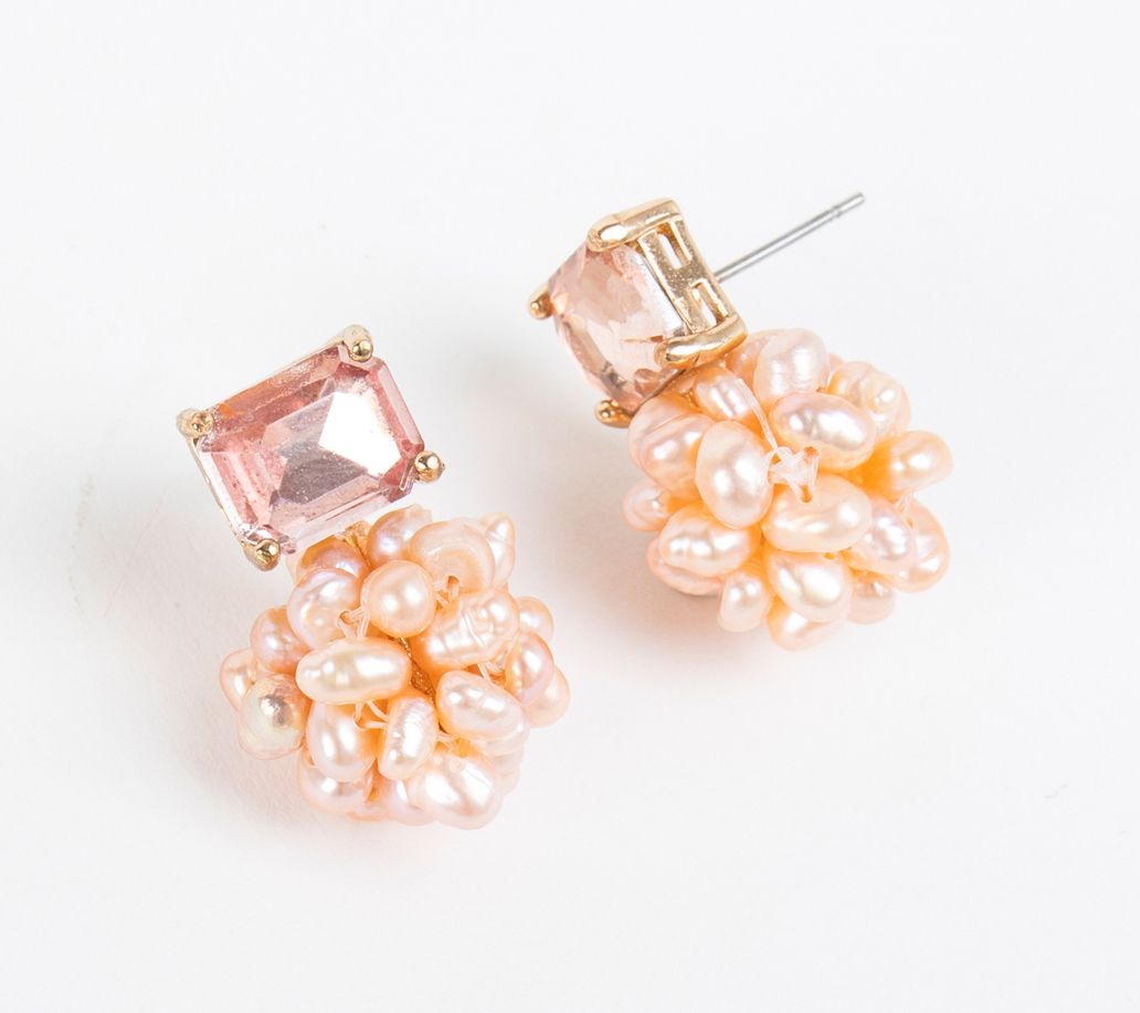 Violet & Brooks Faux Pearl Cluster Drop Earring s