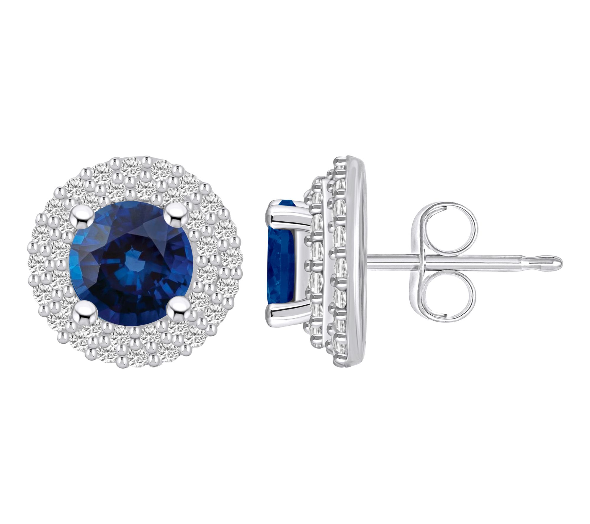 Affinity Gems Sapphire & Diamond Halo Stud Earrings, 14K