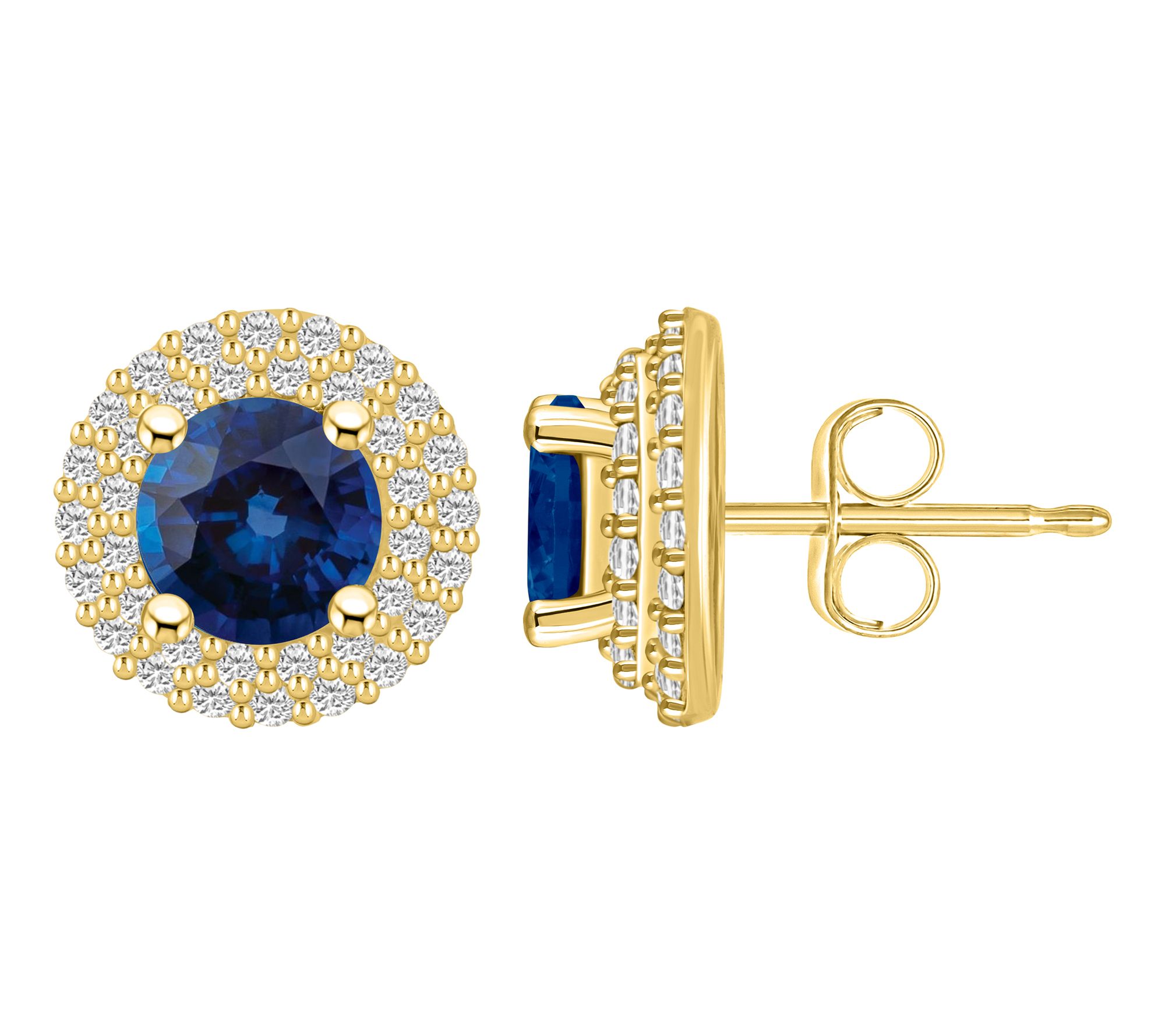 Affinity Gems Sapphire & Diamond Halo Stud Earrings, 14K