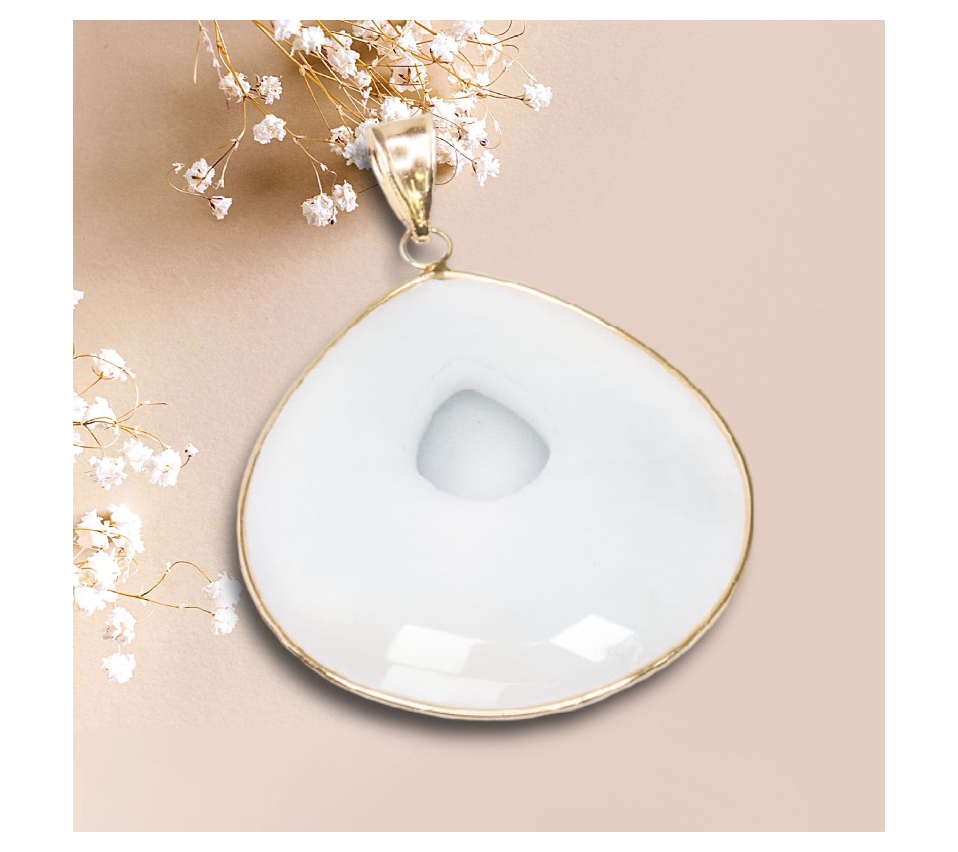 Alkeme 14K Gold White Quartz Power Pendant