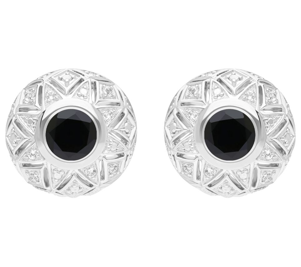 Elyse Ryan Sterling Silver Onyx & White Topaz Cecile Earrings