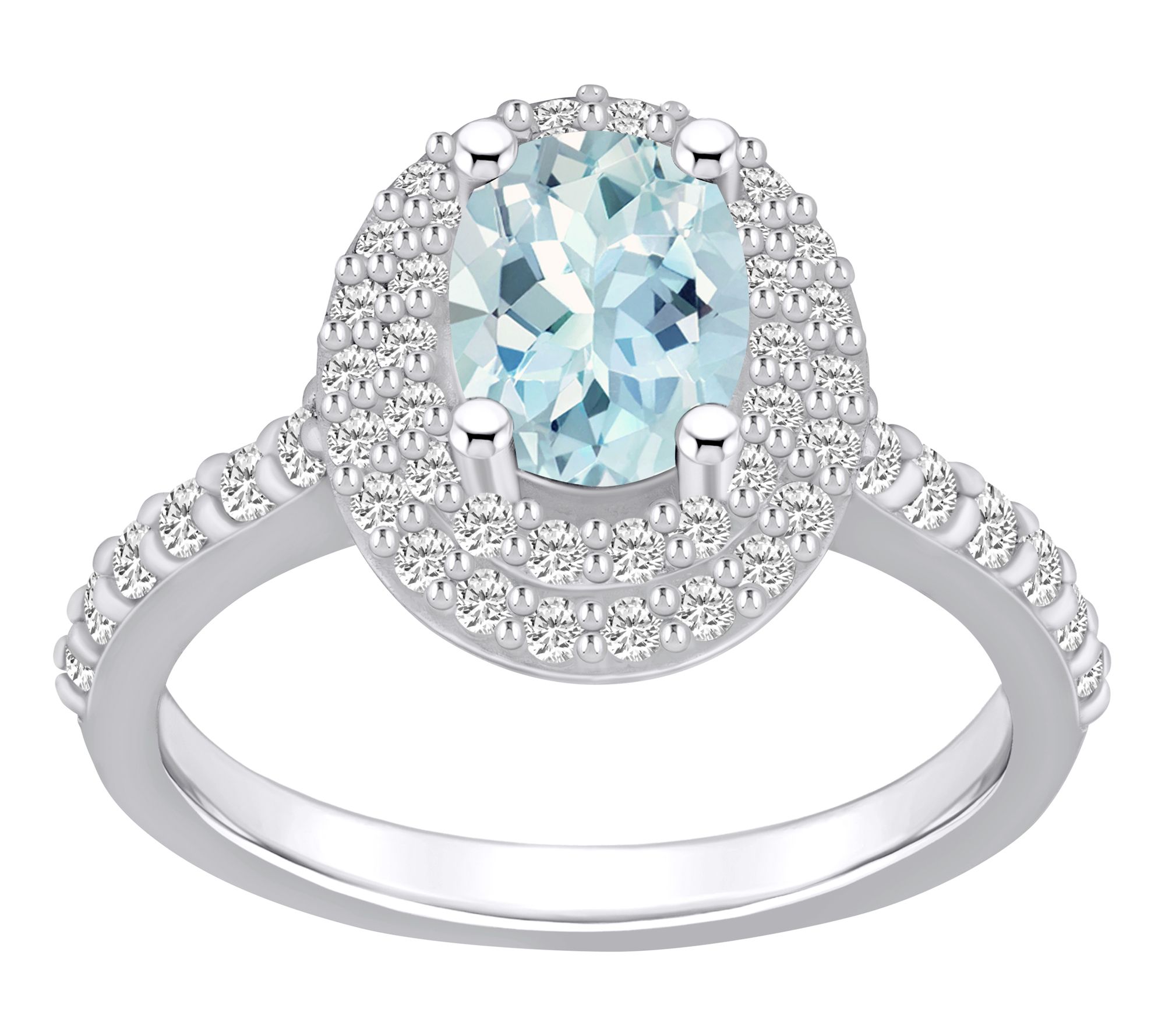 Affinity Gems Oval Gemstone & 0.60 cttw DiamondHalo Ring, 14K