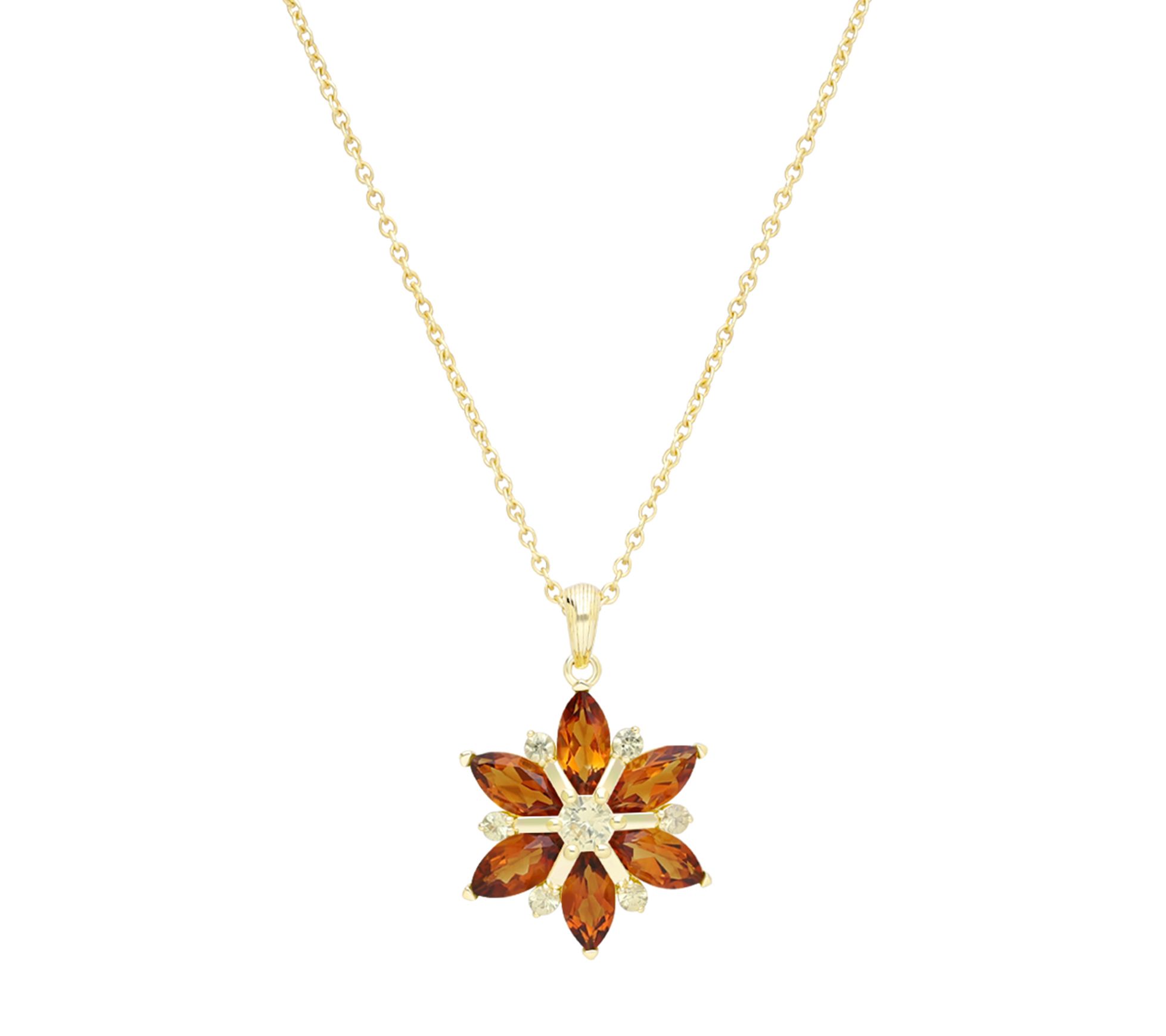 Ariva 18K Gold Clad Citrine & Sapphire Pendant with Chain